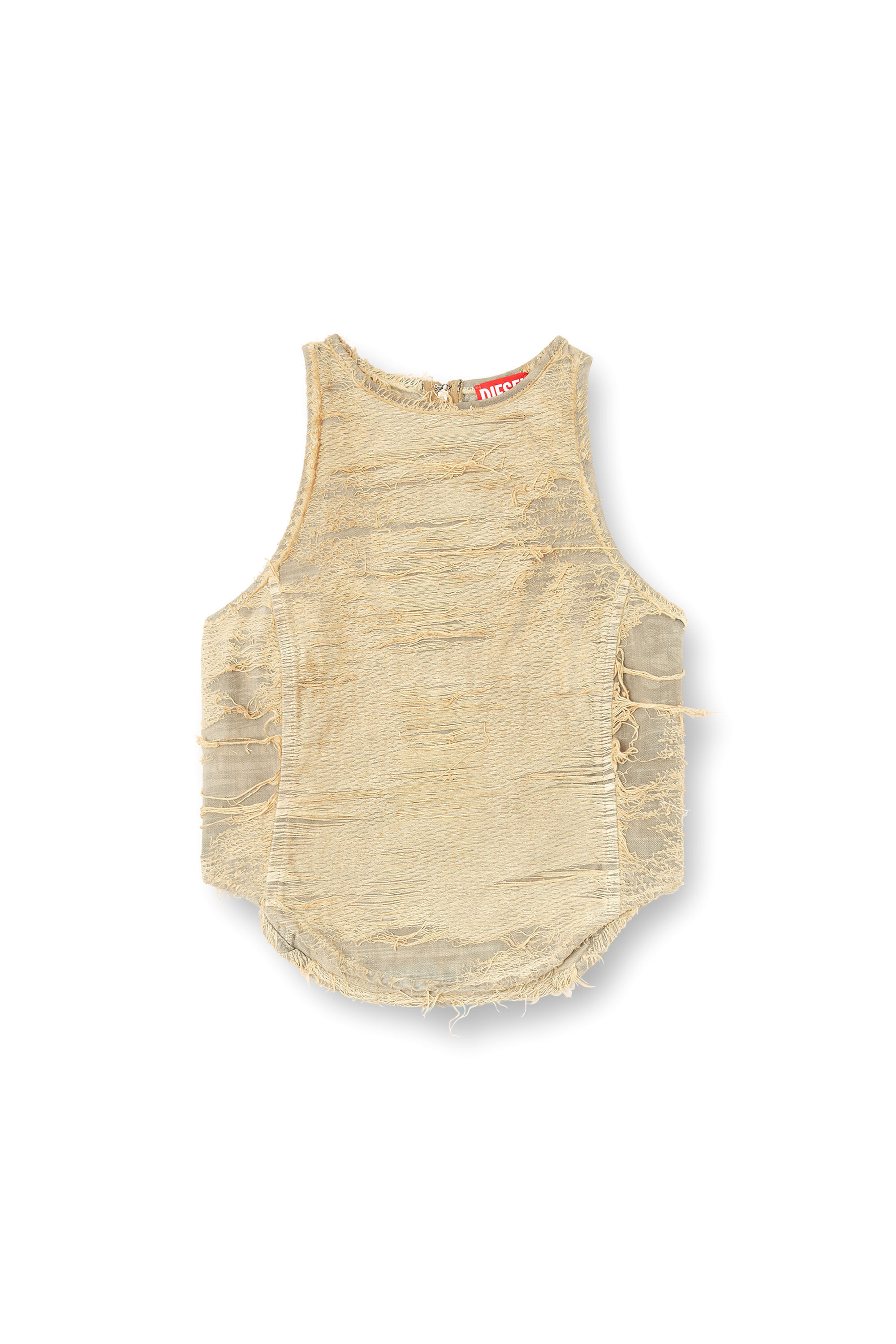 Diesel - DE-ASTRO-FSG, Top en denim surteint à fils flottants Femme in Beige - 2