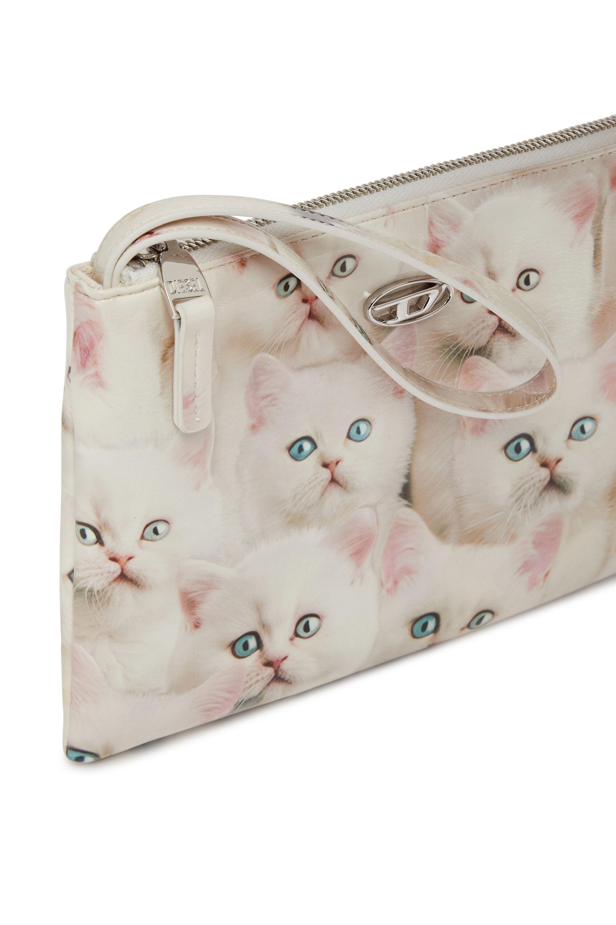 Diesel - PLAY POUCH II, Pochette en PU brillant imprimé Femme in Blanc - 5
