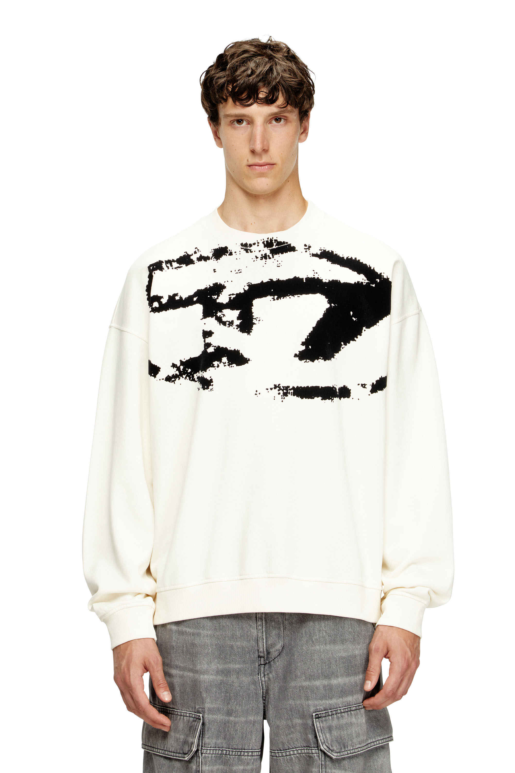 Diesel - S-BOXT-N5, Sweat-shirt avec logo floqué effet vieilli Homme in Polychrome - 3