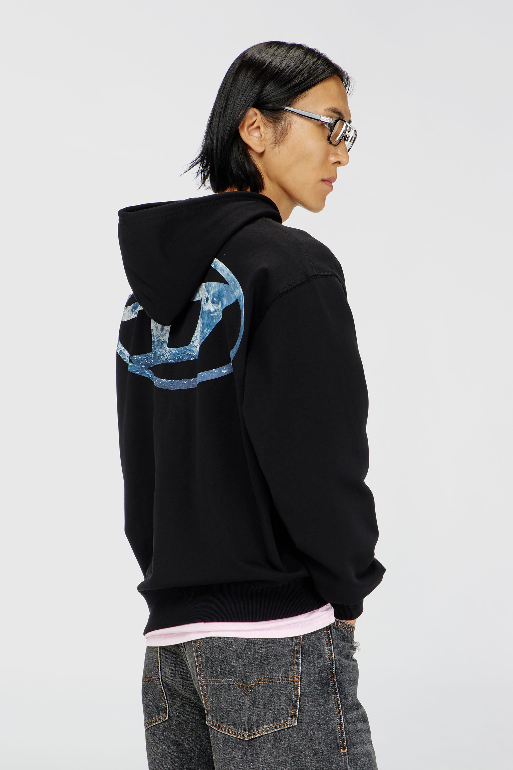 Diesel - S-LUK-H-MOON-T92, Sweat &agrave; capuche avec logo Oval D Homme in Noir - 4