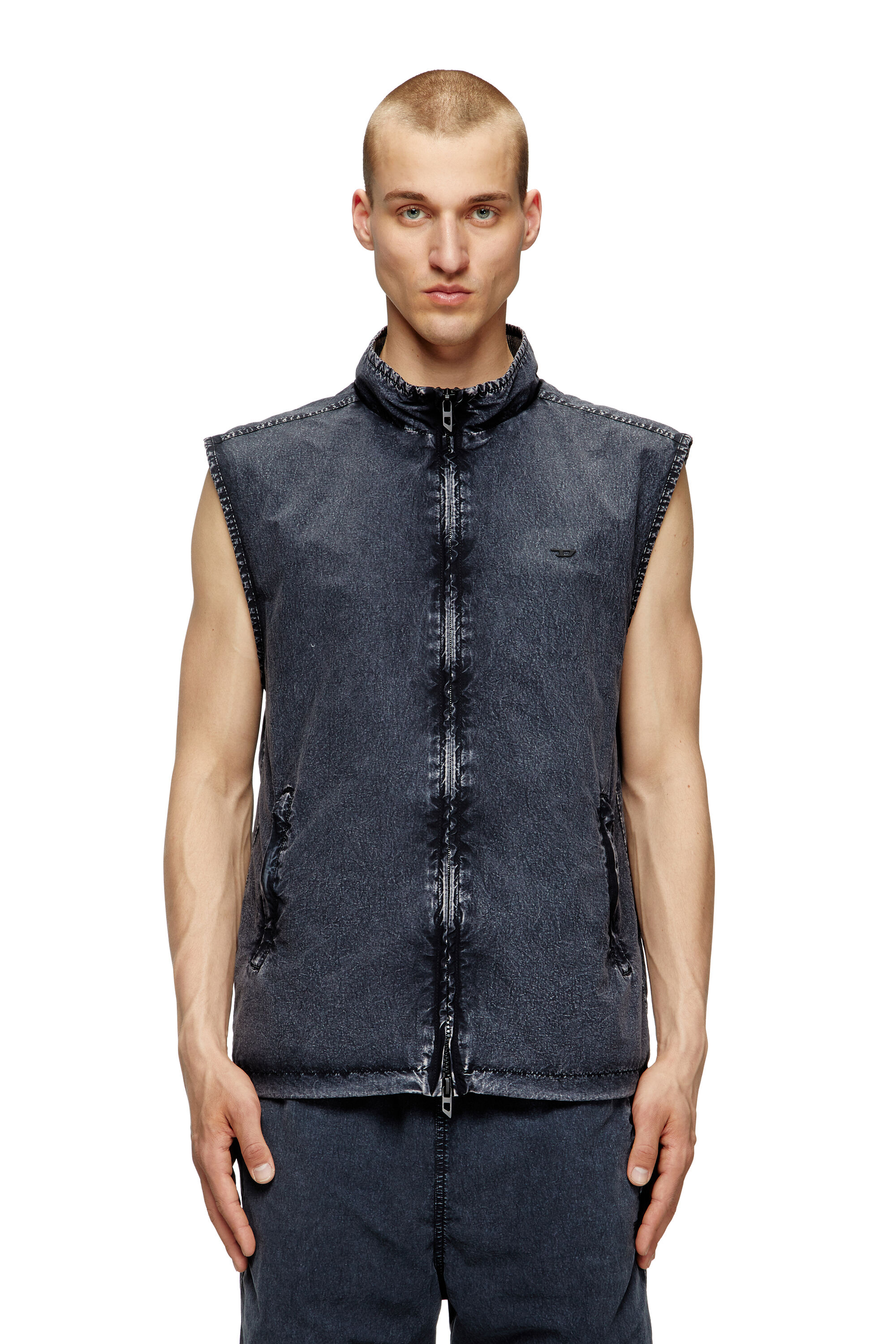 Diesel - J-ERB, Gilet en taslan de nylon recyclé Homme in Bleu - 3