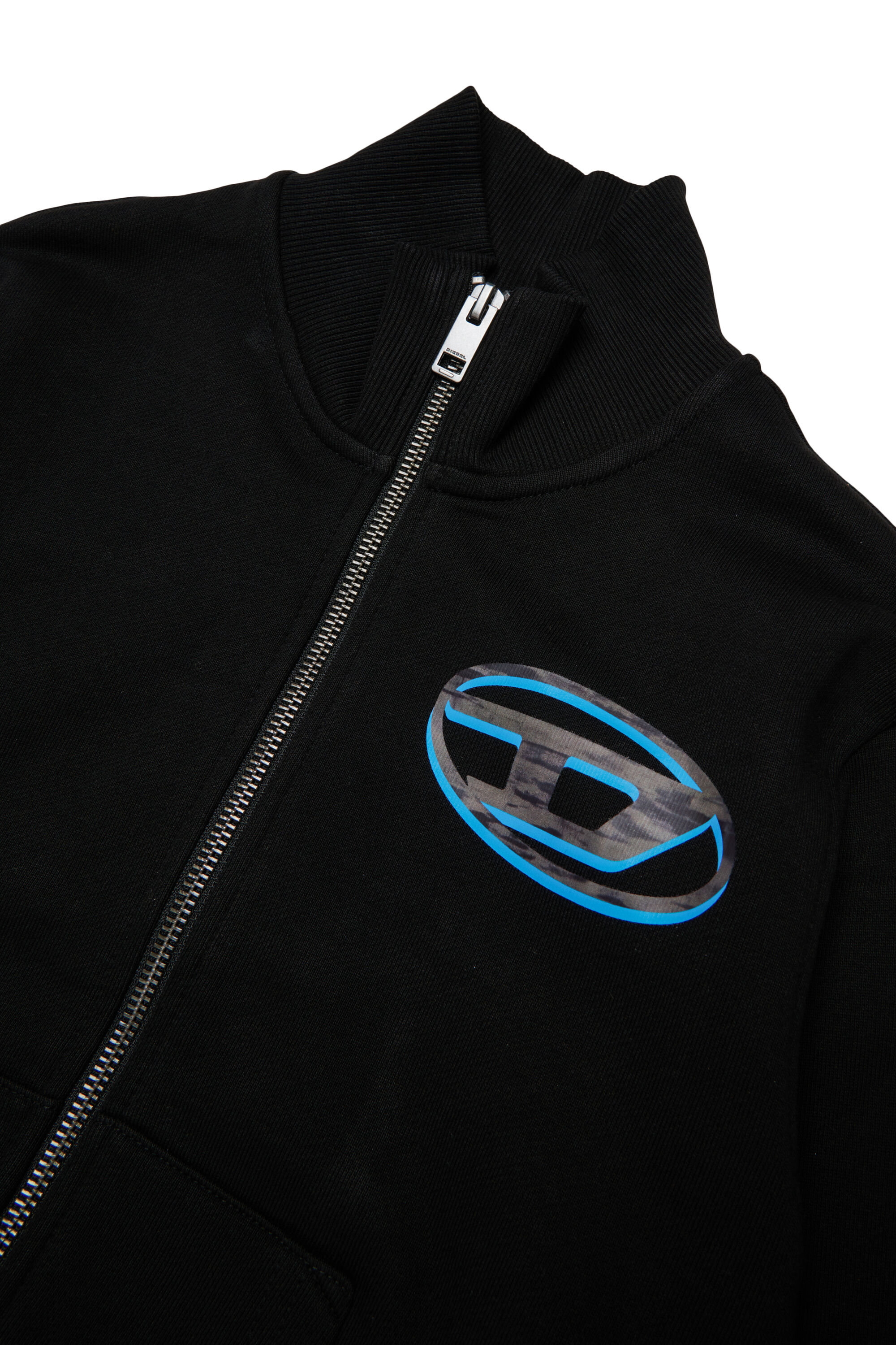 Diesel - SVELLYZIP OVER, Sweatshirt zipp&eacute;e avec imprim&eacute; Oval D bicolore Homme in Noir - 3