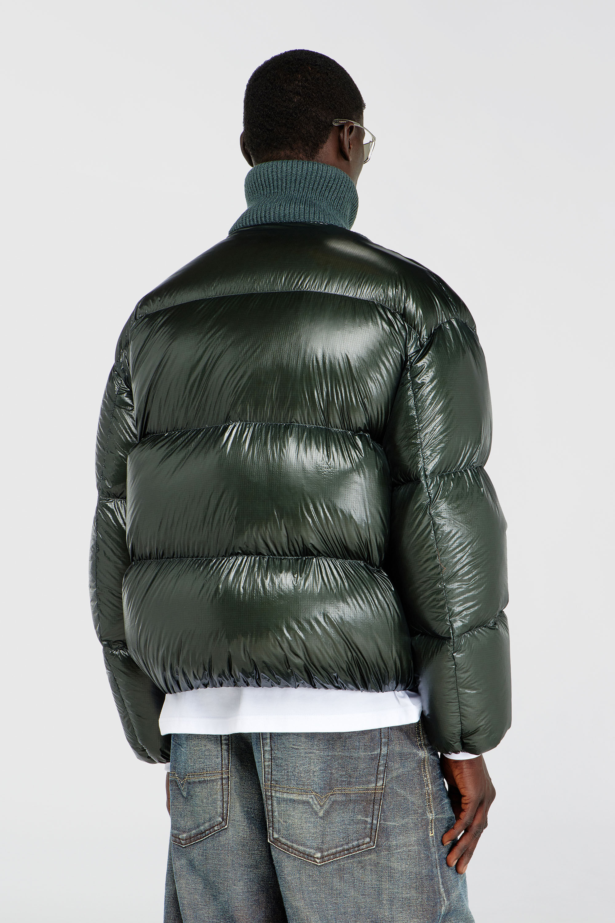 Diesel - W-RIBB, Doudoune en ripstop &agrave; col c&ocirc;tel&eacute; Homme in Vert - 4