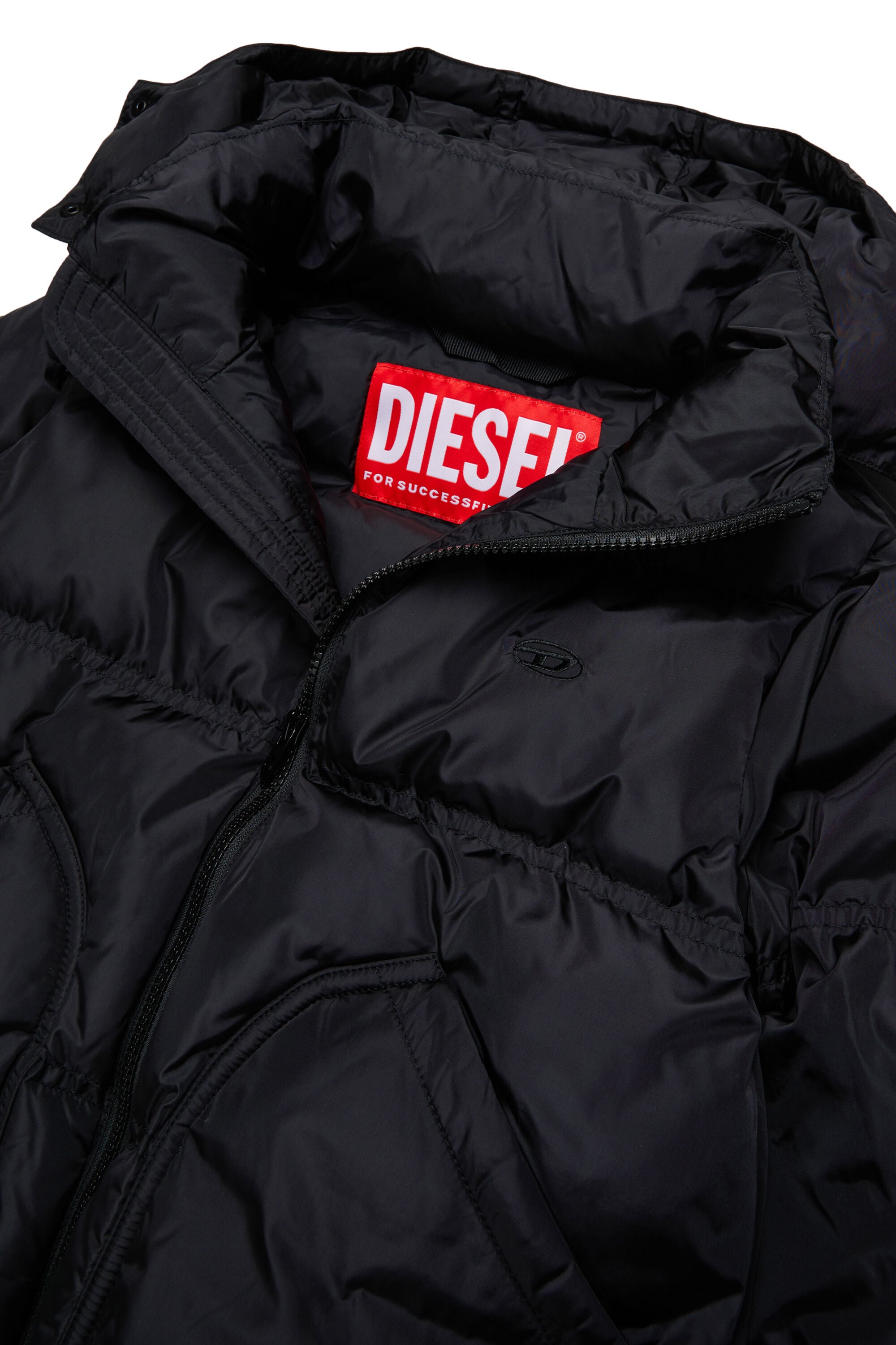 Diesel - JRIVON, Doudoune &agrave; capuche avec poches oversize Mixte in Noir - 3