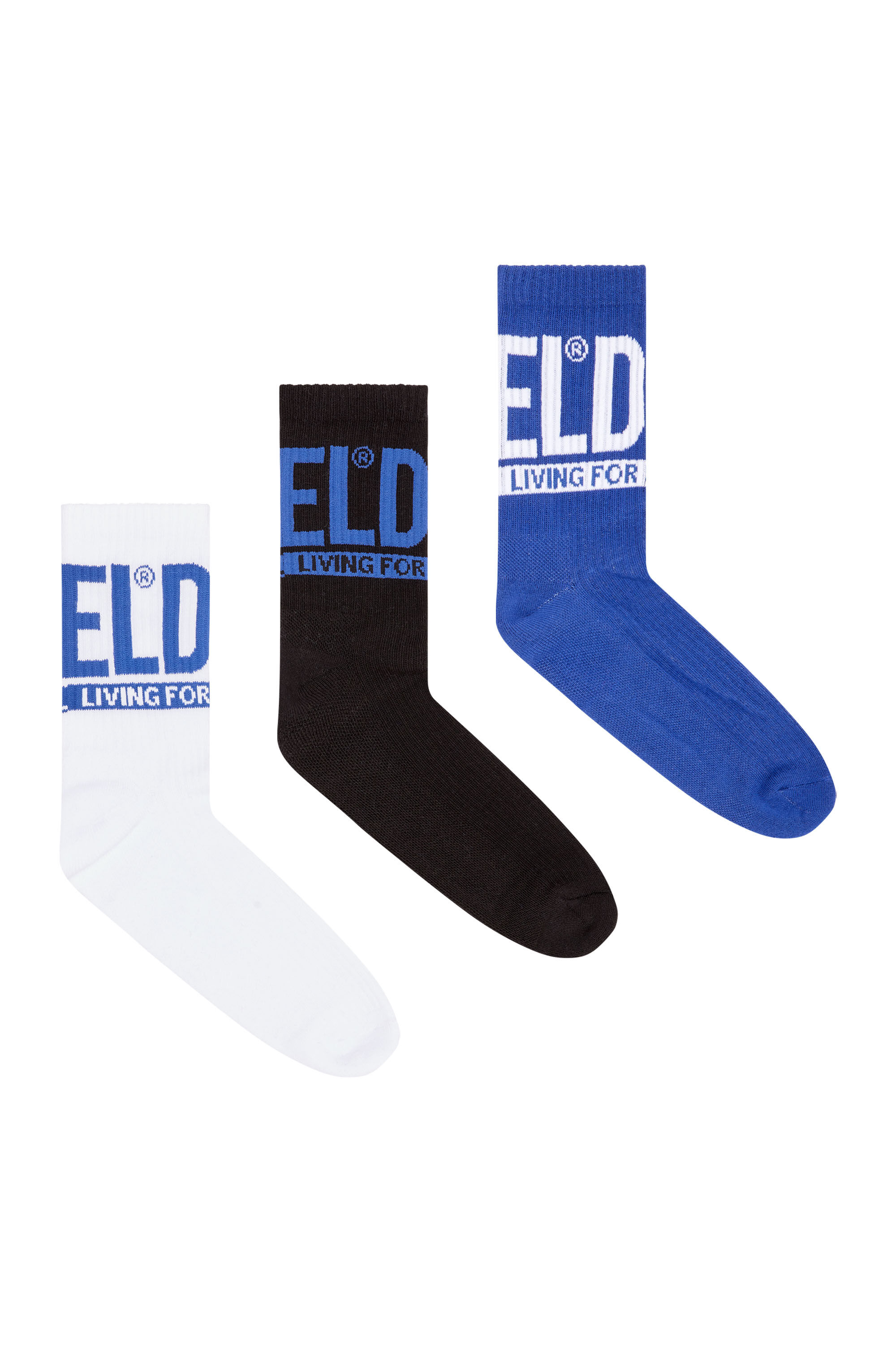 Diesel - SKM-WRAPAROUND-MID-CUT-CUSHIONED-SOCKS, Lot de 3 chaussettes avec logo Diesel Homme in Polychrome - 1