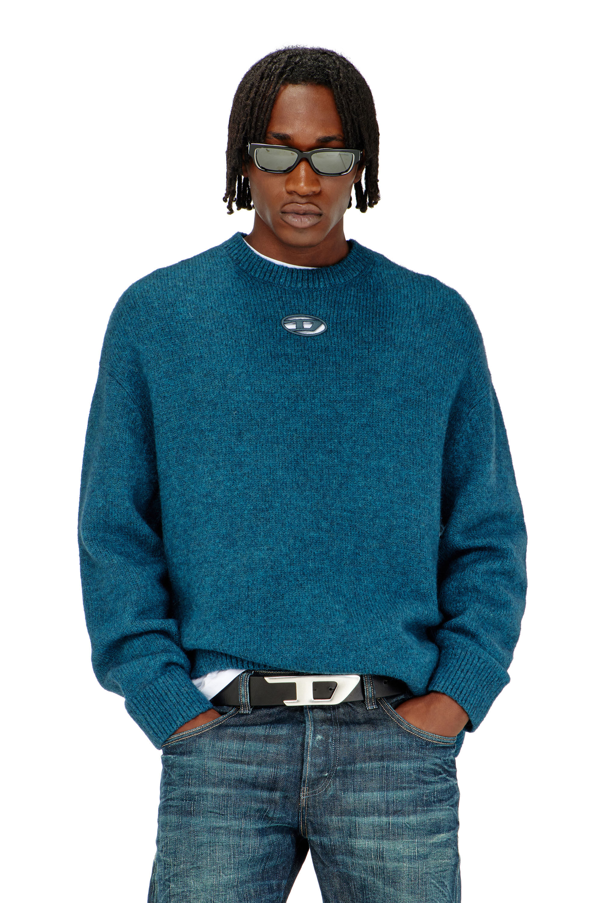 Diesel - K-AREESO, Pull en m&eacute;lange de laine et alpaga Homme in Vert - 3
