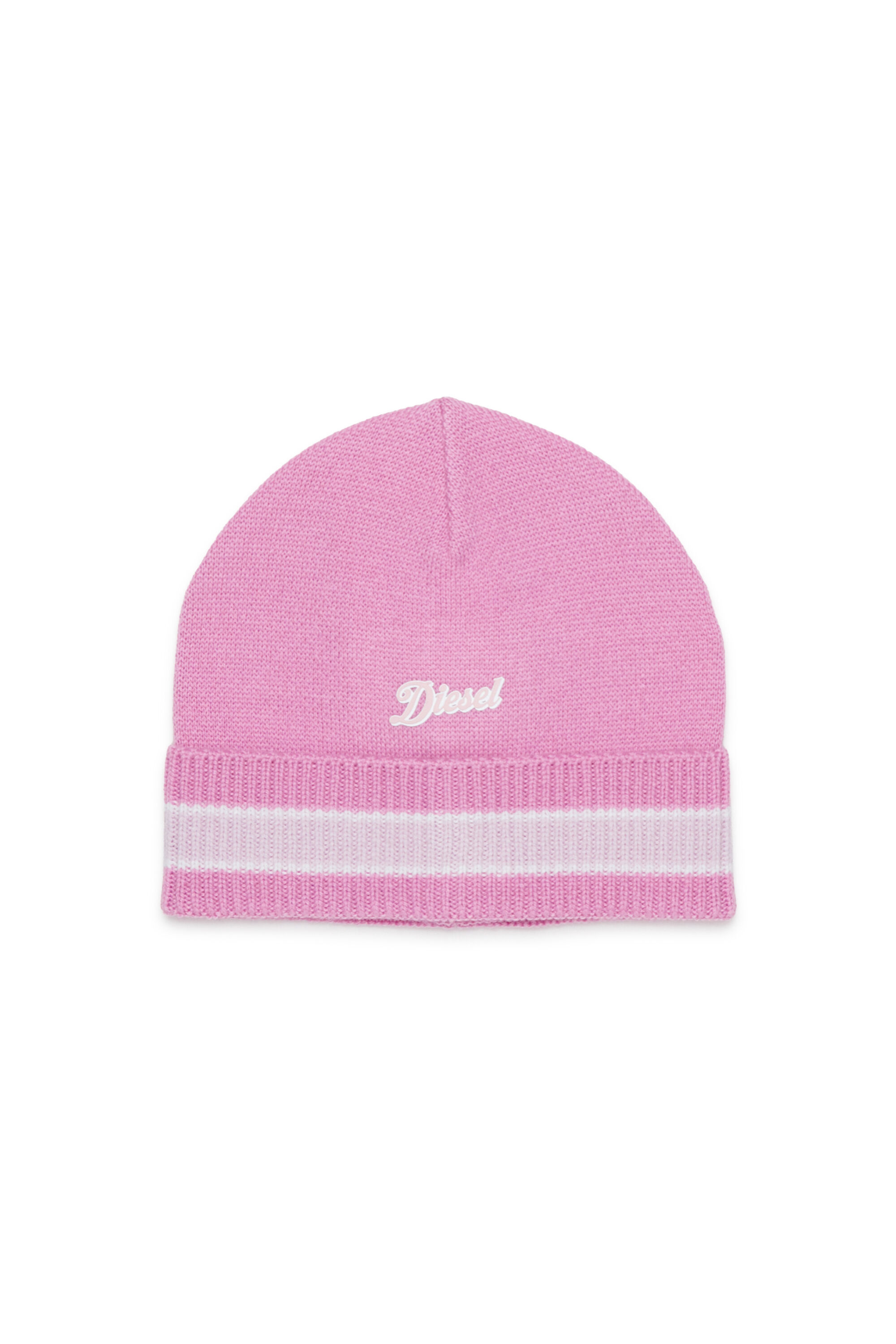 Diesel - FMOB, Bonnet ray&eacute; en m&eacute;lange de laine Mixte in Rose - 1