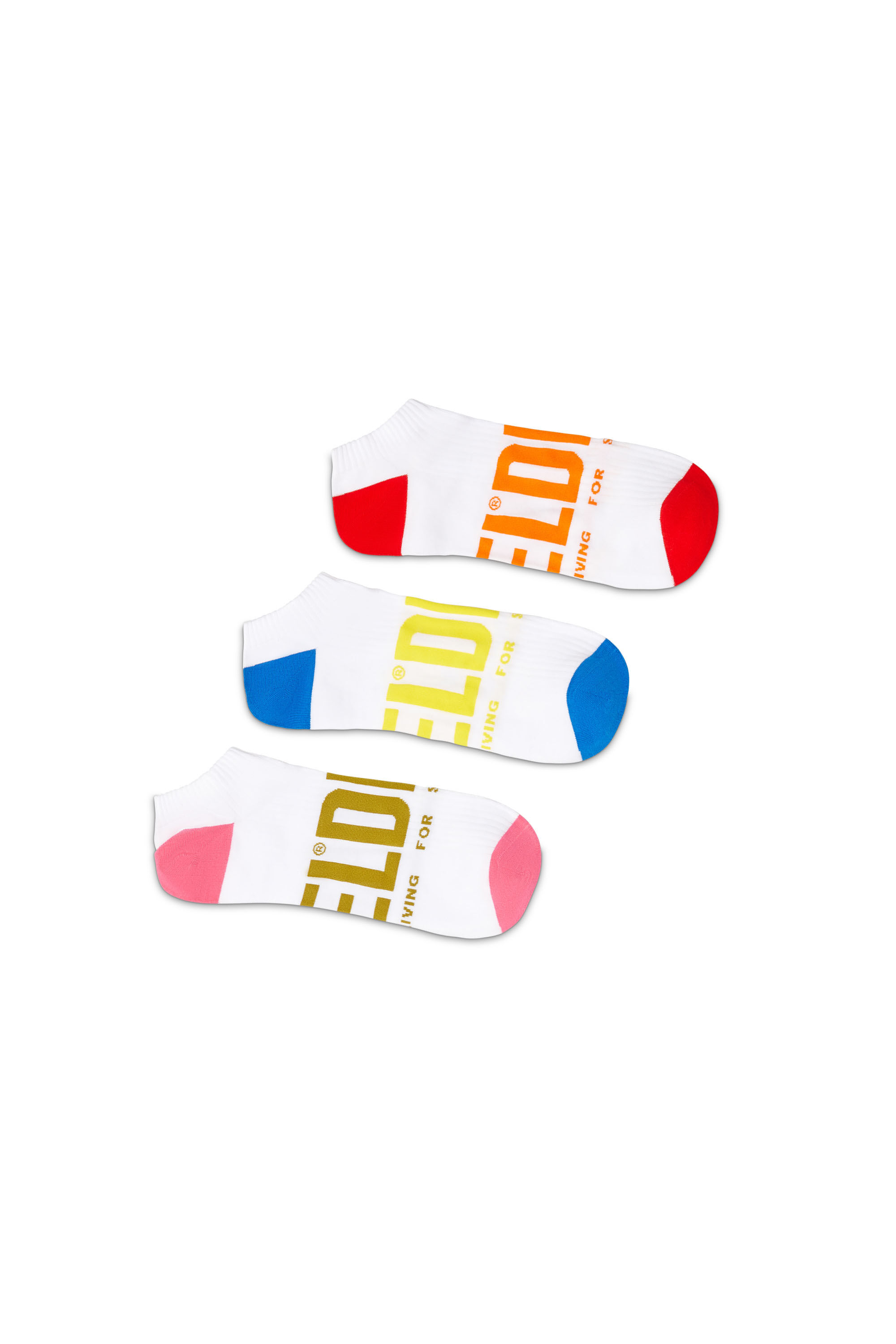 Diesel - SKM-GOST-THREEPACK, Lot de trois paires de chaussettes basses avec logo Homme in Blanc - 1