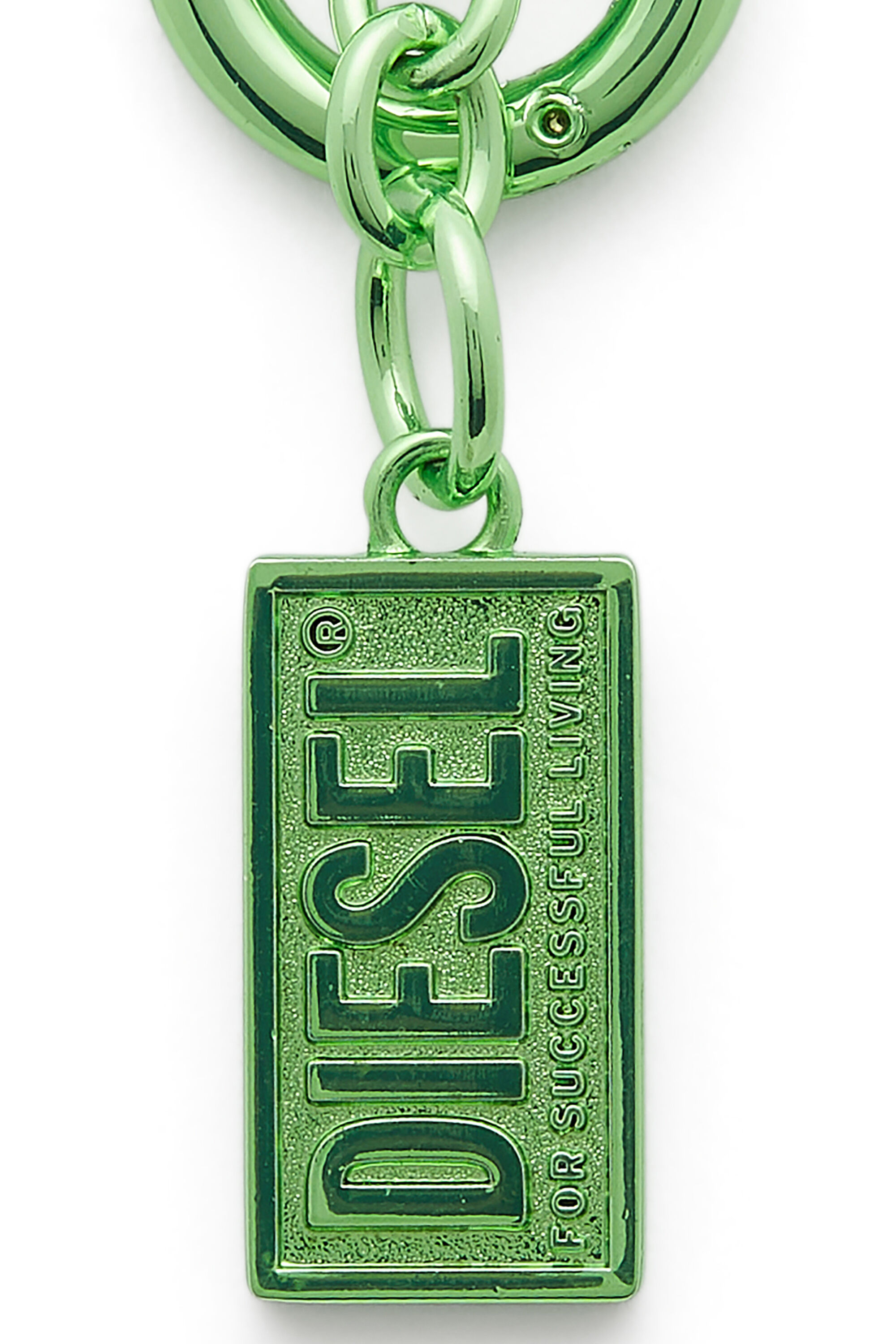 Diesel - CHARM-BISCOTTO, Porte-cl&eacute;s en m&eacute;tal avec pendentif logo Biscotto Femme in Vert - 3
