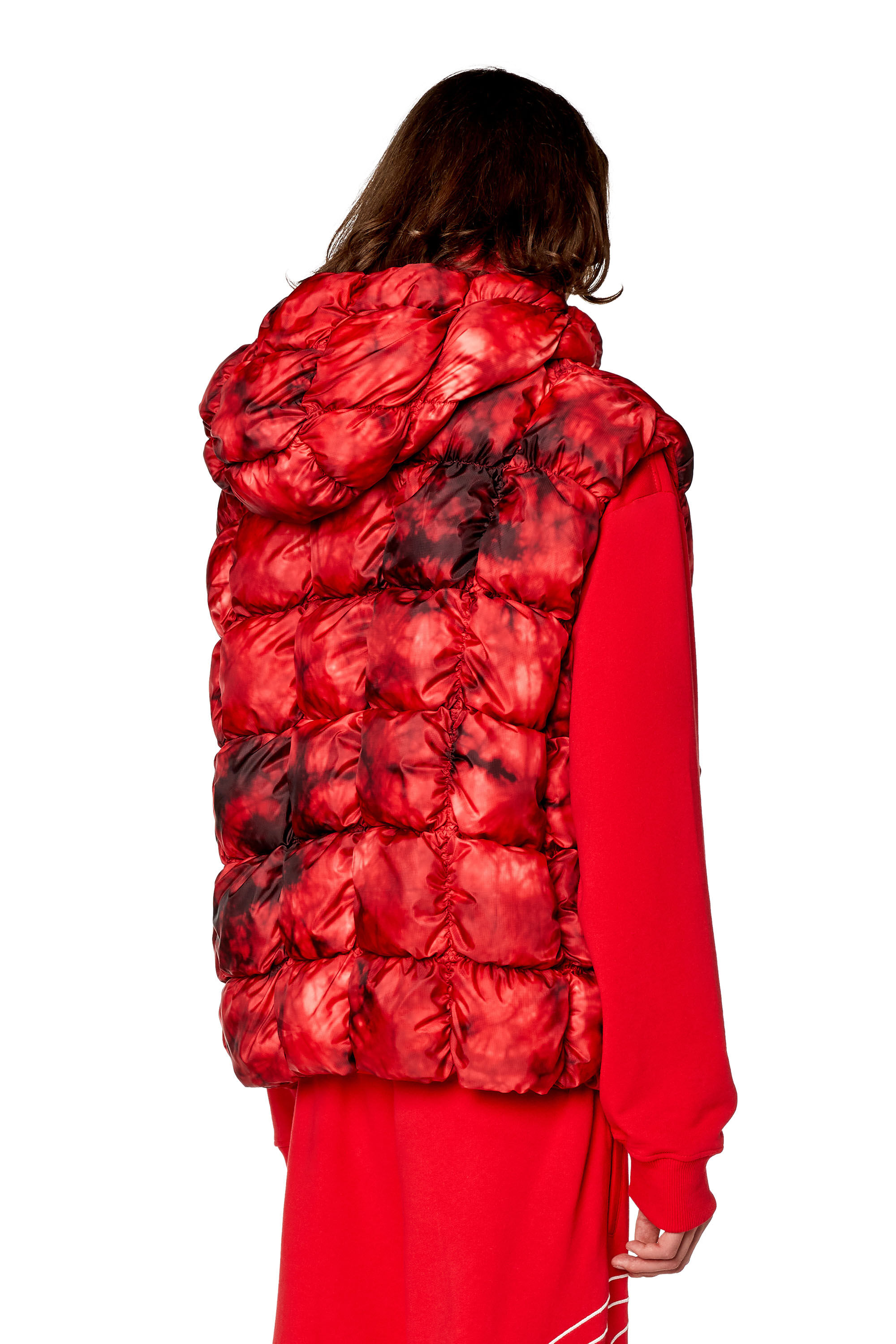 Diesel - W-RALLE-SL, Gilet matelassé avec capuche Homme in Rouge - 3
