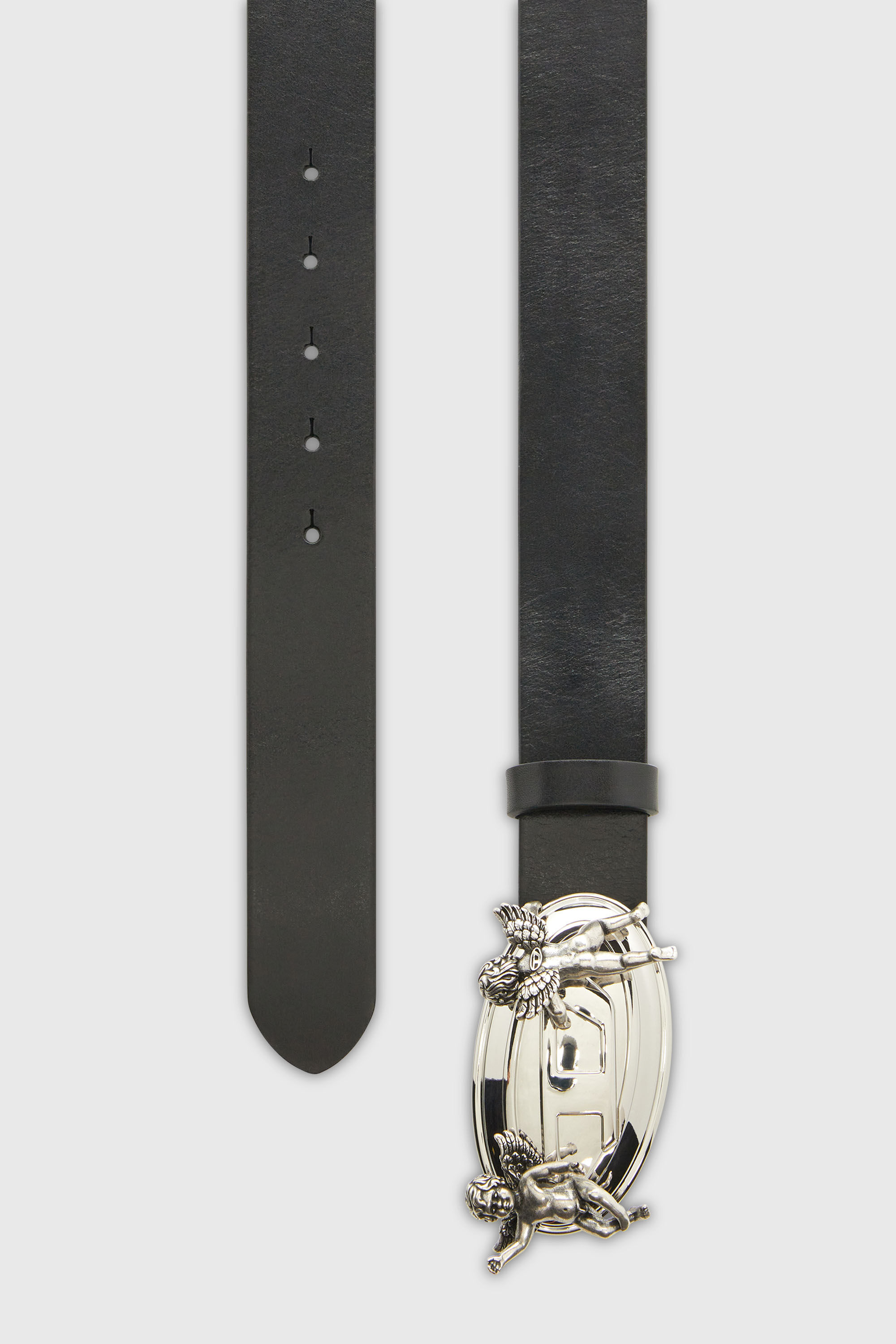 Diesel - B-OVAL ANGELS 35, Ceinture 3,5 cm en cuir  avec boucle Oval D ch&eacute;rubin Femme in Noir - 2