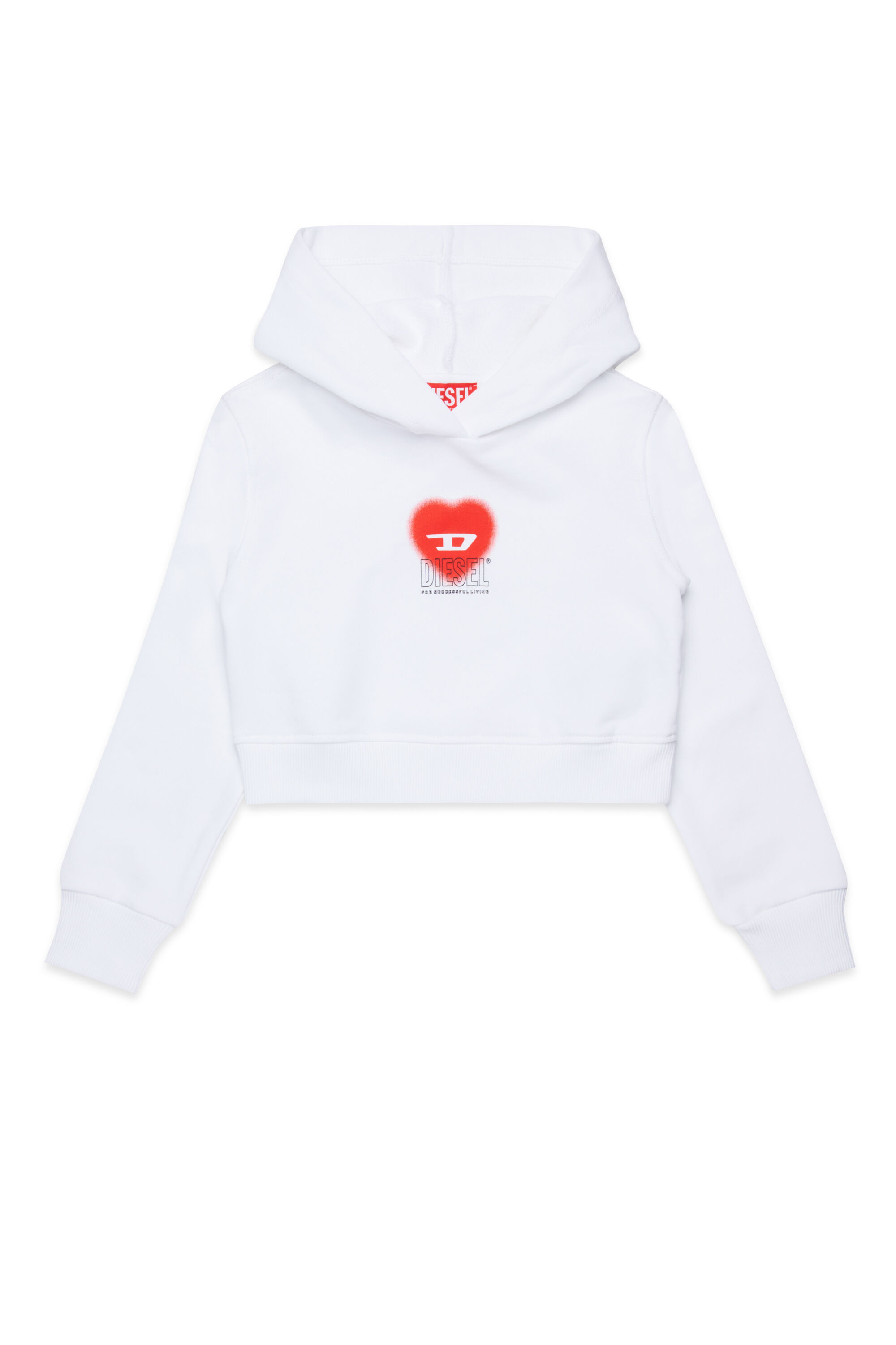 Diesel - SCUOREHOOD, Sweat-shirt cropped à capuche avec logo cœur Femme in Blanc - 1