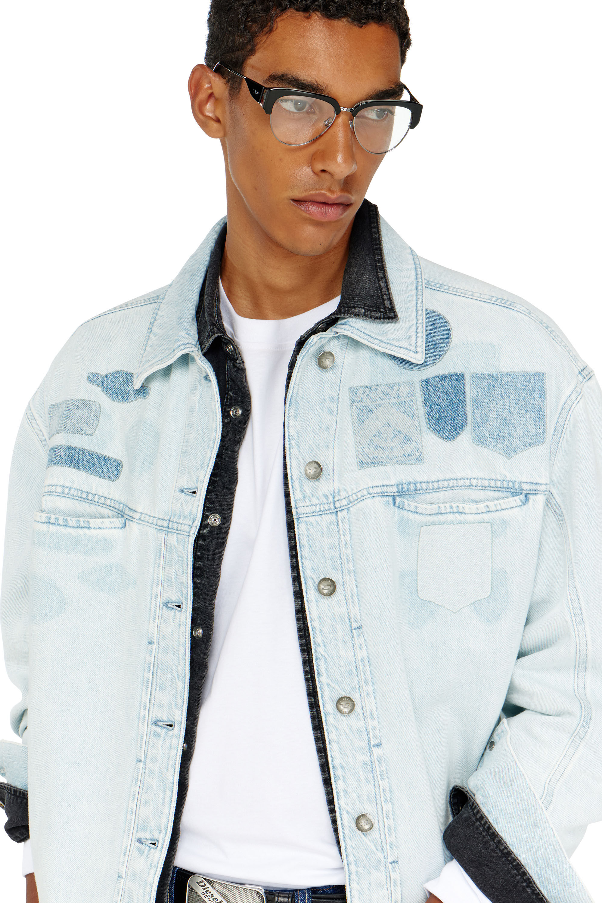 Diesel - D-RYMAVO-S, Chemise en denim effet patch Mixte in Bleu - 5