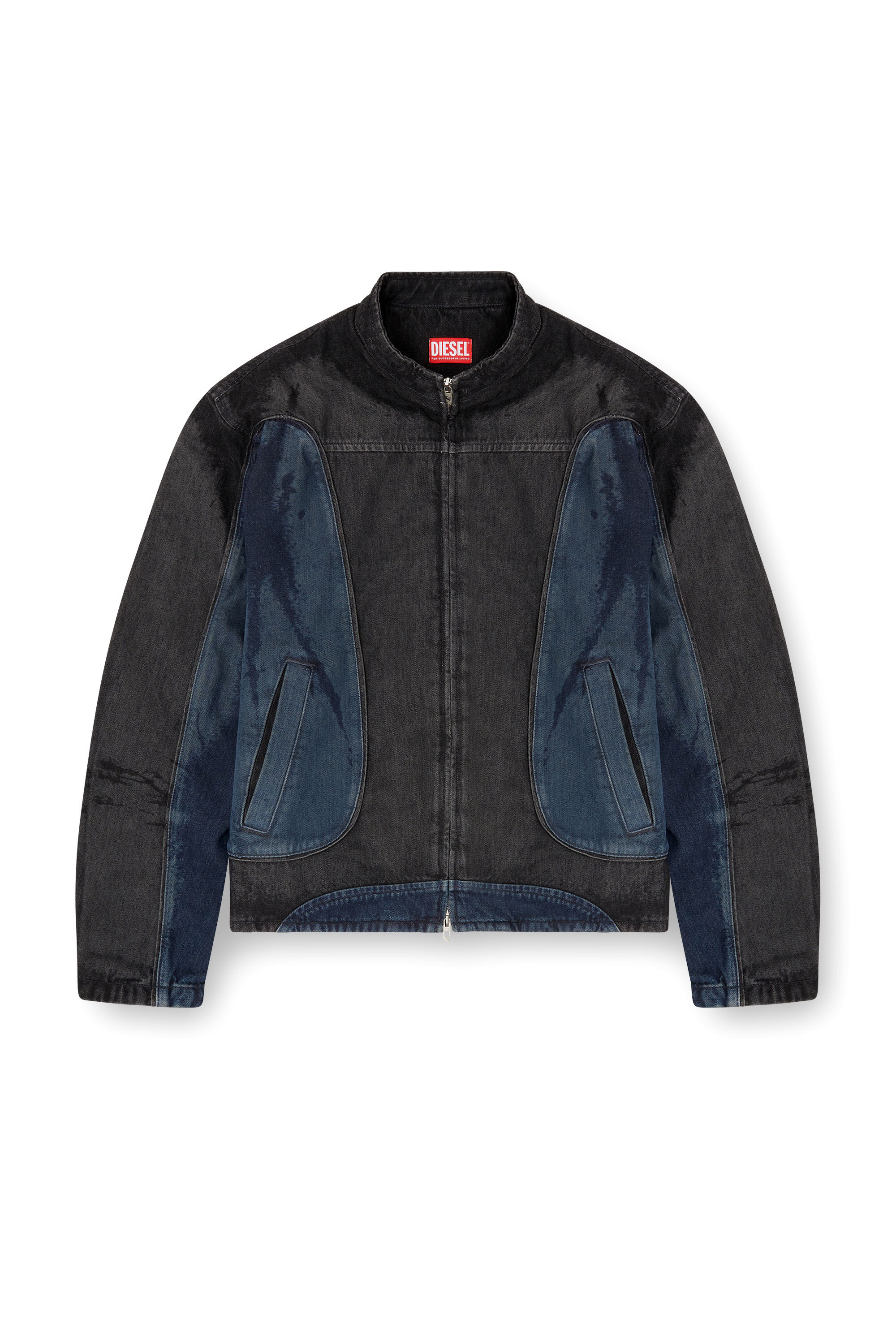 Diesel - D-BLENK-S, Veste style motard en denim bicolore Homme in Polychrome - 2