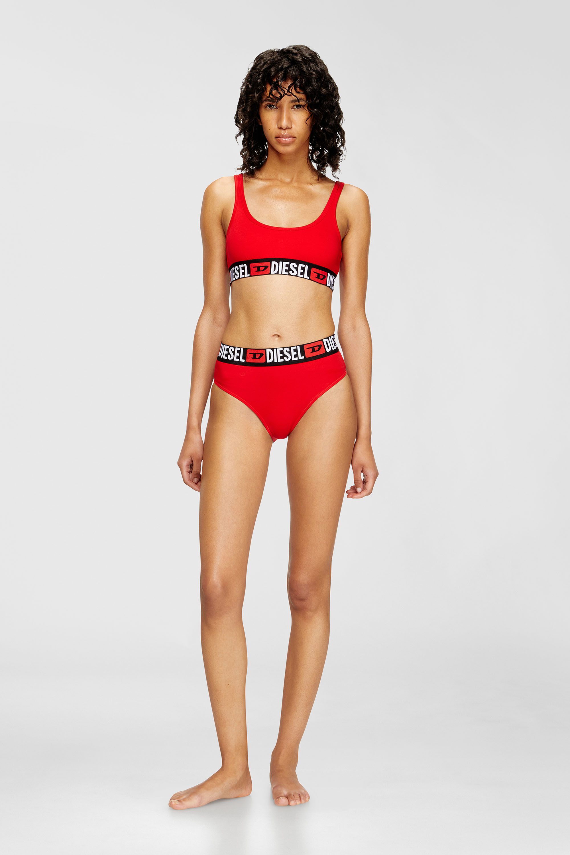 Diesel - UFSB-ORIBA, Bralette avec bande logo Femme in Rouge - 1
