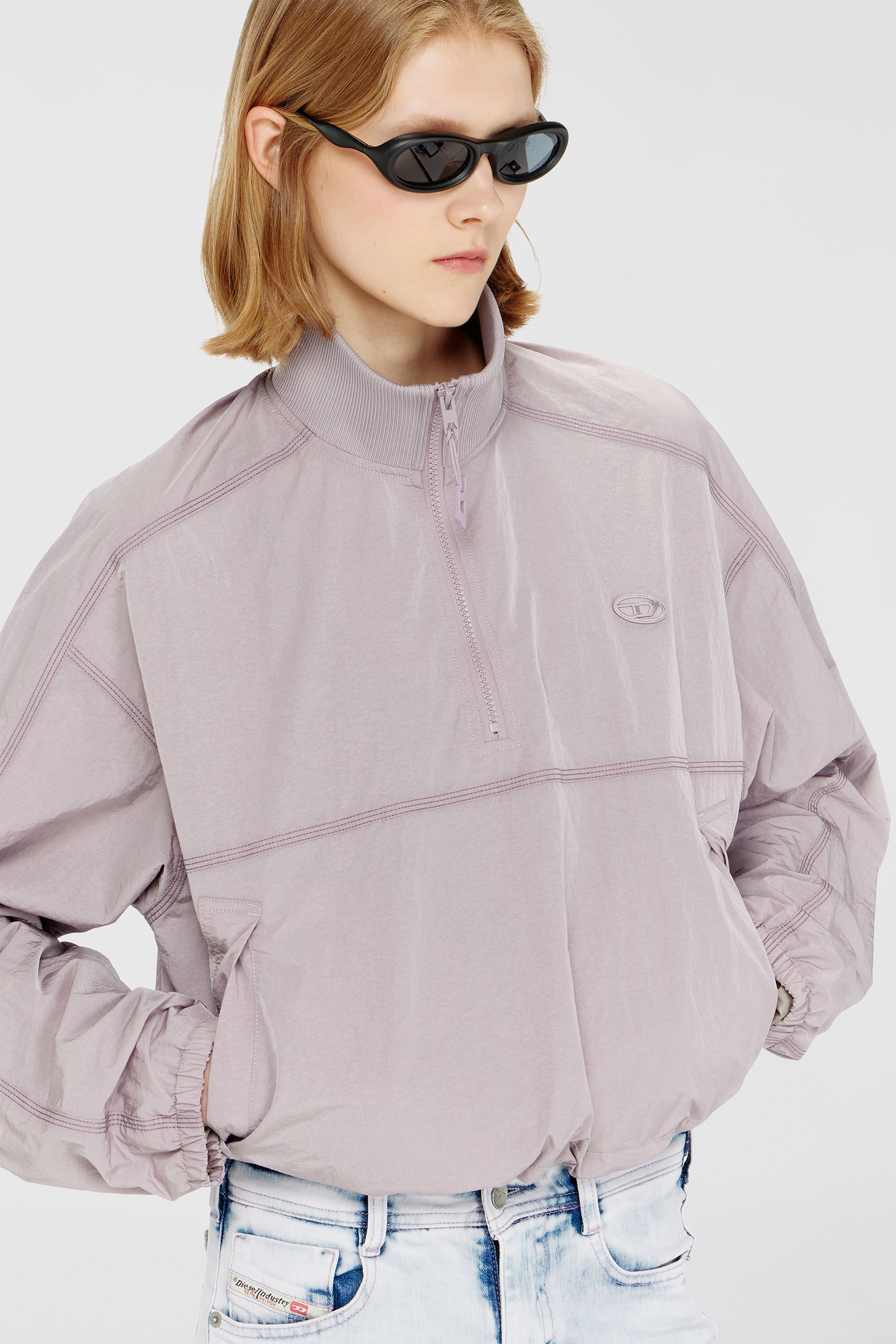 Diesel - G-ANOCK, Veste en nylon relaxed &agrave; col montant Femme in Violet - 5