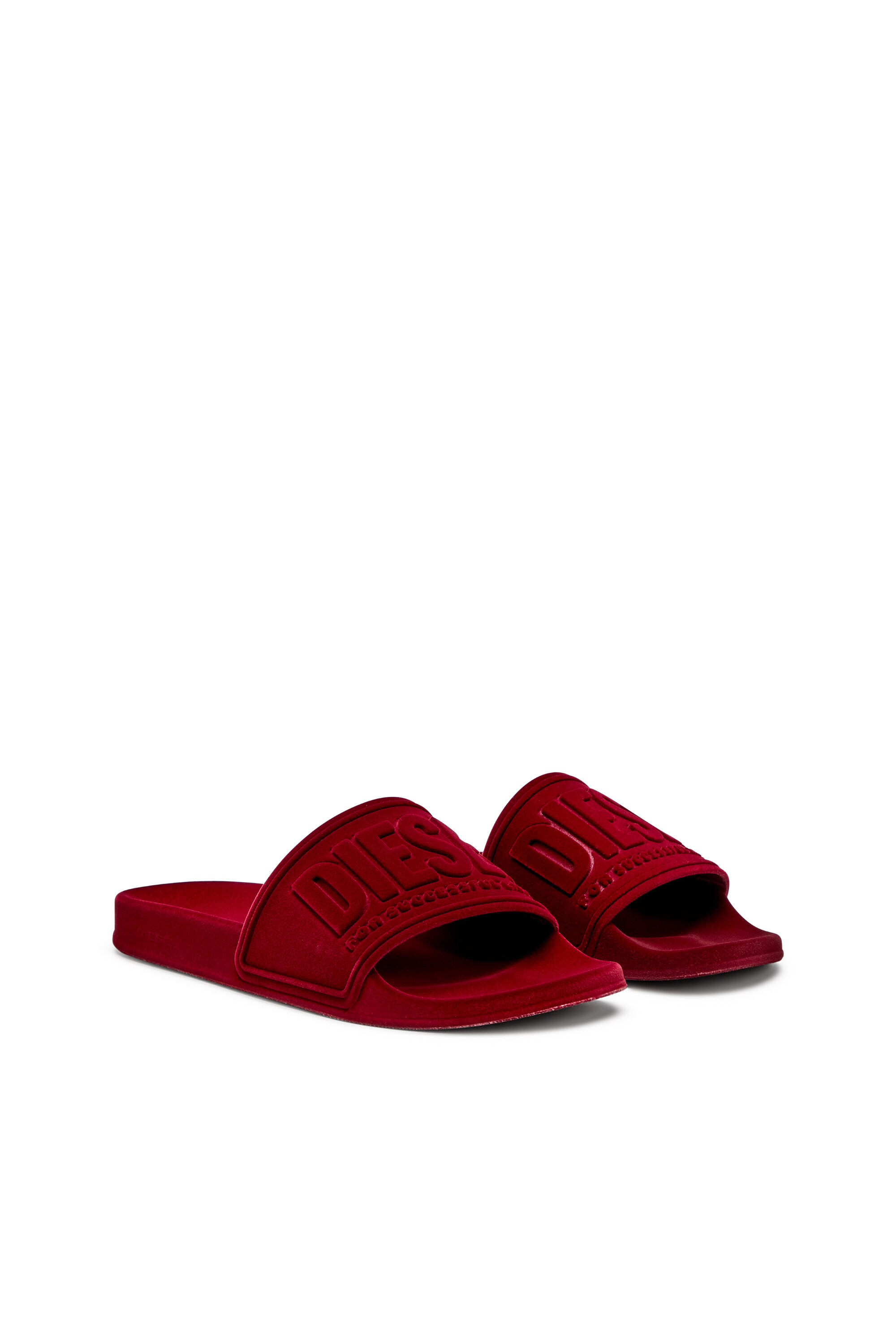 Diesel - SA-MAYEMI CC W, Sa-Mayemi-Claquettes de piscine avec flocage velouté Femme in Rouge - 2