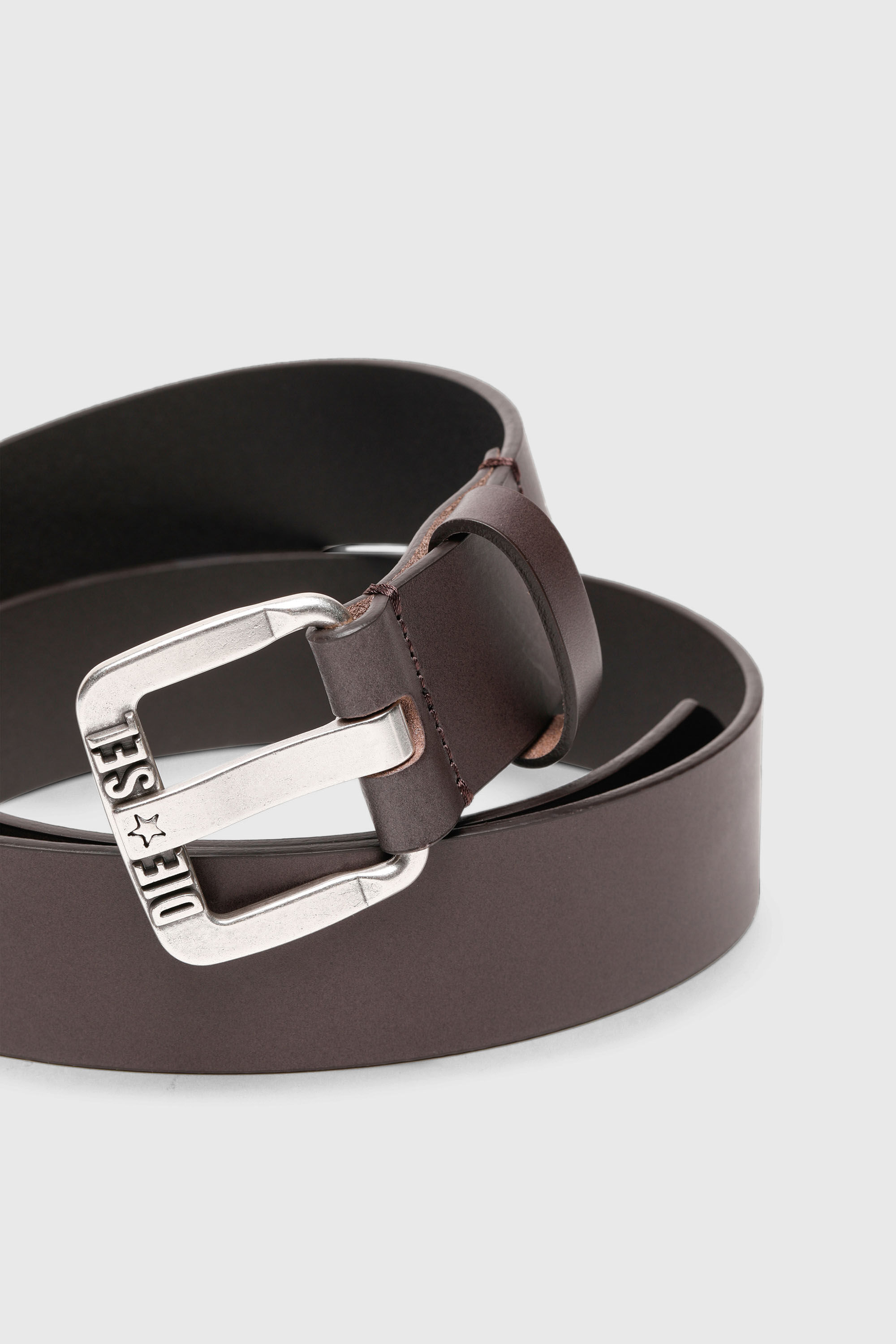 Diesel - B-STAR II, Ceinture 3.9 cm en cuir avec boucle logo &eacute;toile en m&eacute;tal Homme in Marron - 2