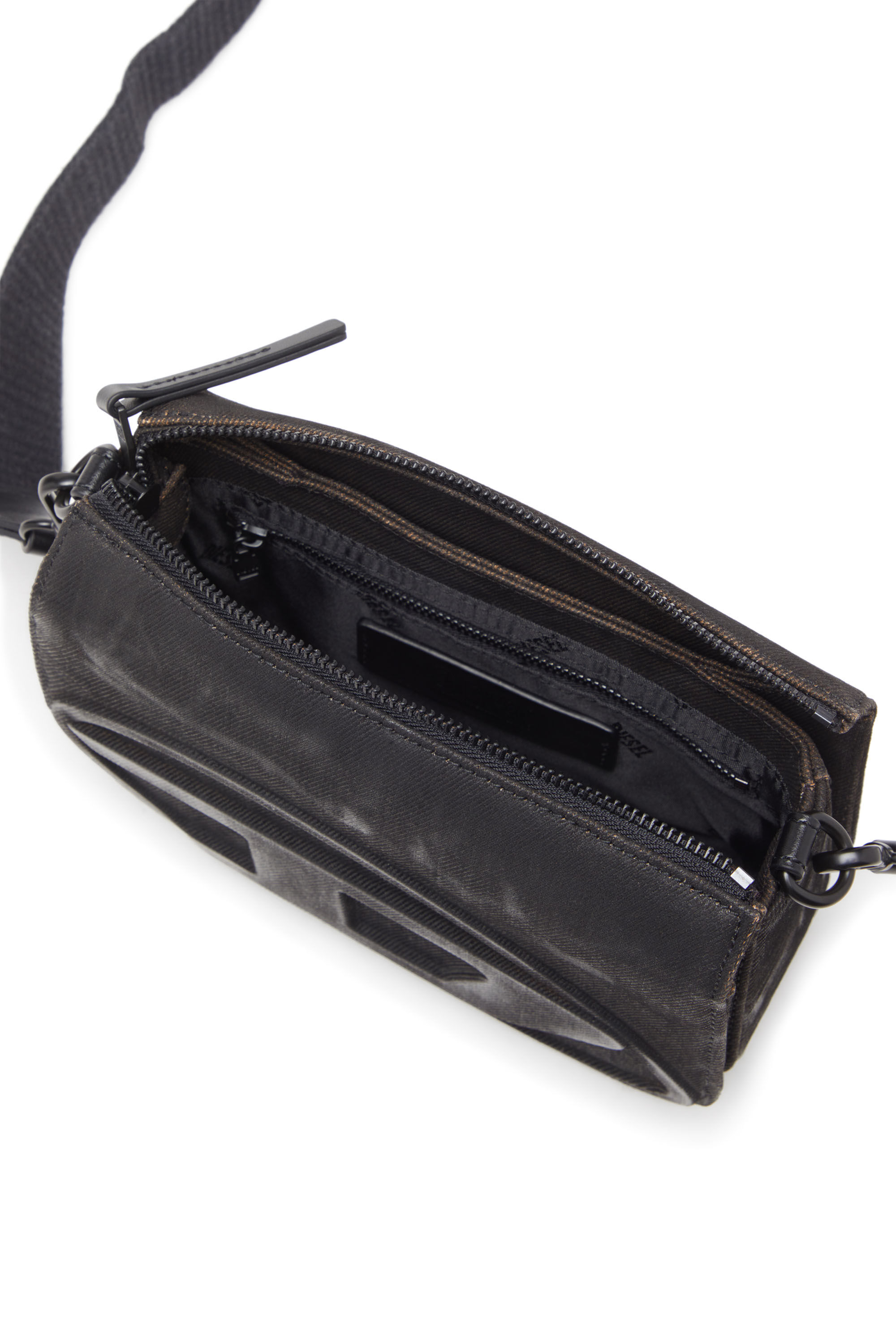 Diesel - 1DR CAMERA BAG, 1DR-Sac Camera en denim floqué Homme in Noir - 2