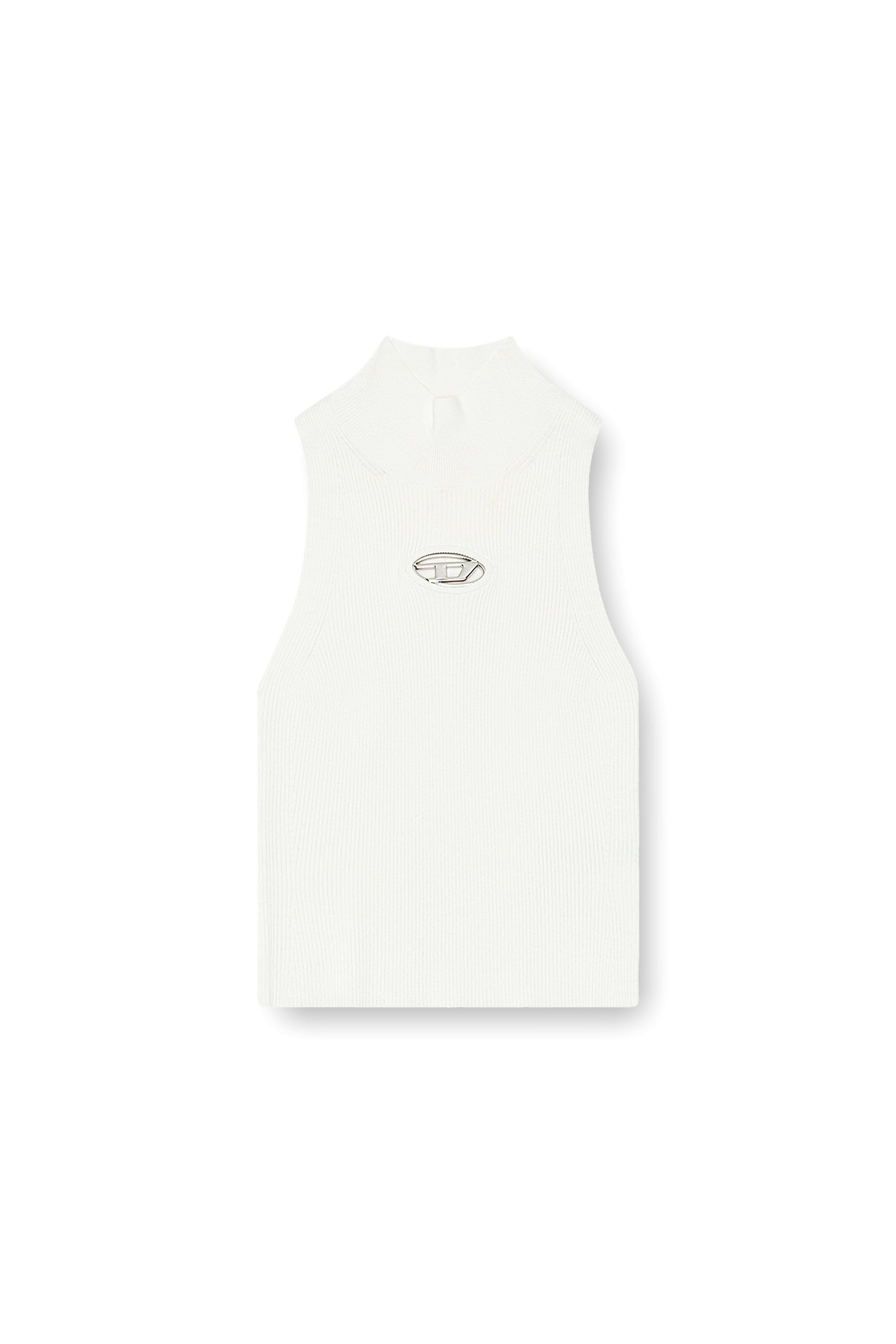 Diesel - M-ONERVAX-TOP, Femme Top à col roulé en maille côtelée in Blanc - Image 2