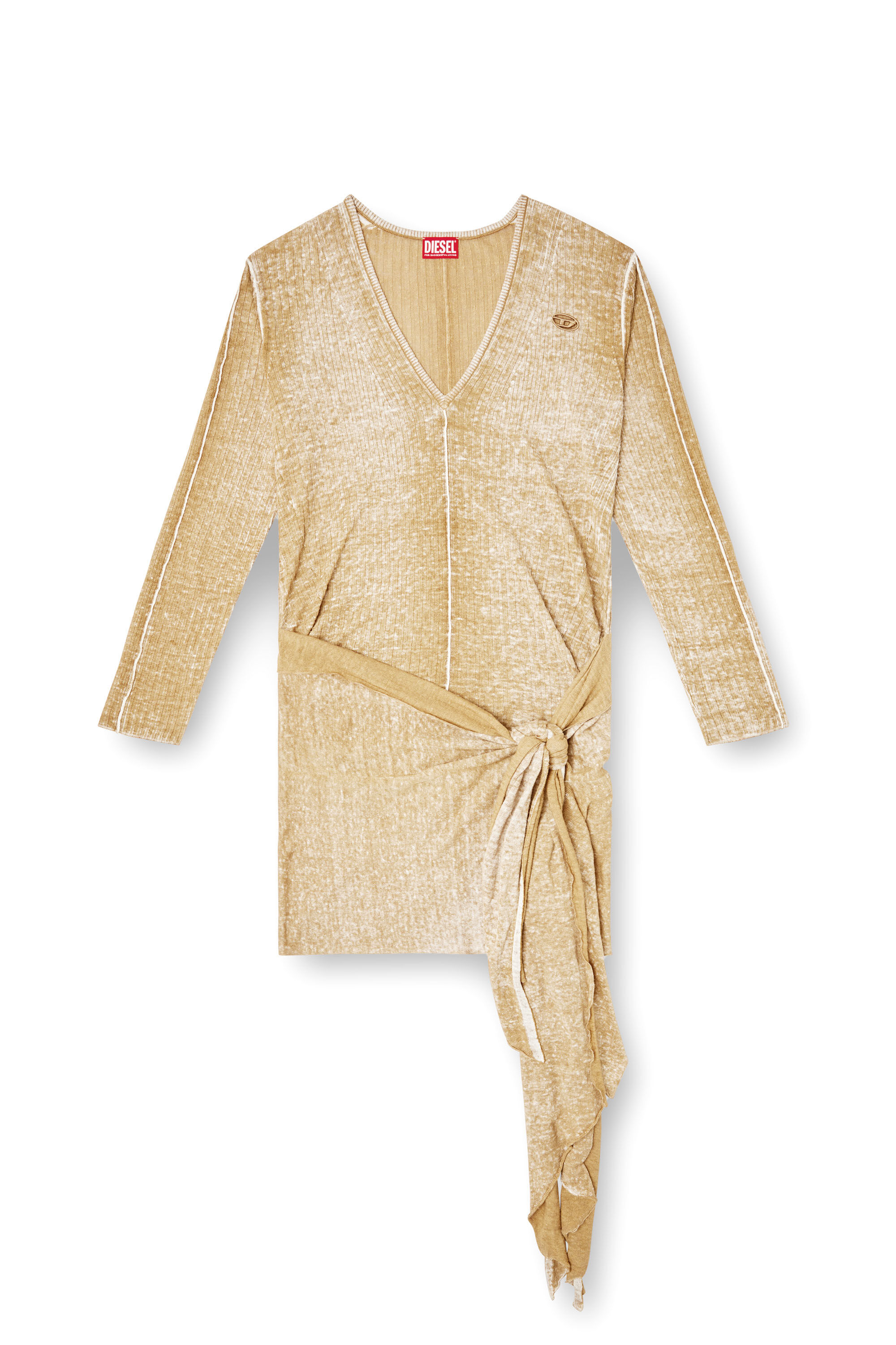 Diesel - M-EGAKNOT, Robe en maille avec lien à la hanche Femme in Beige - 2