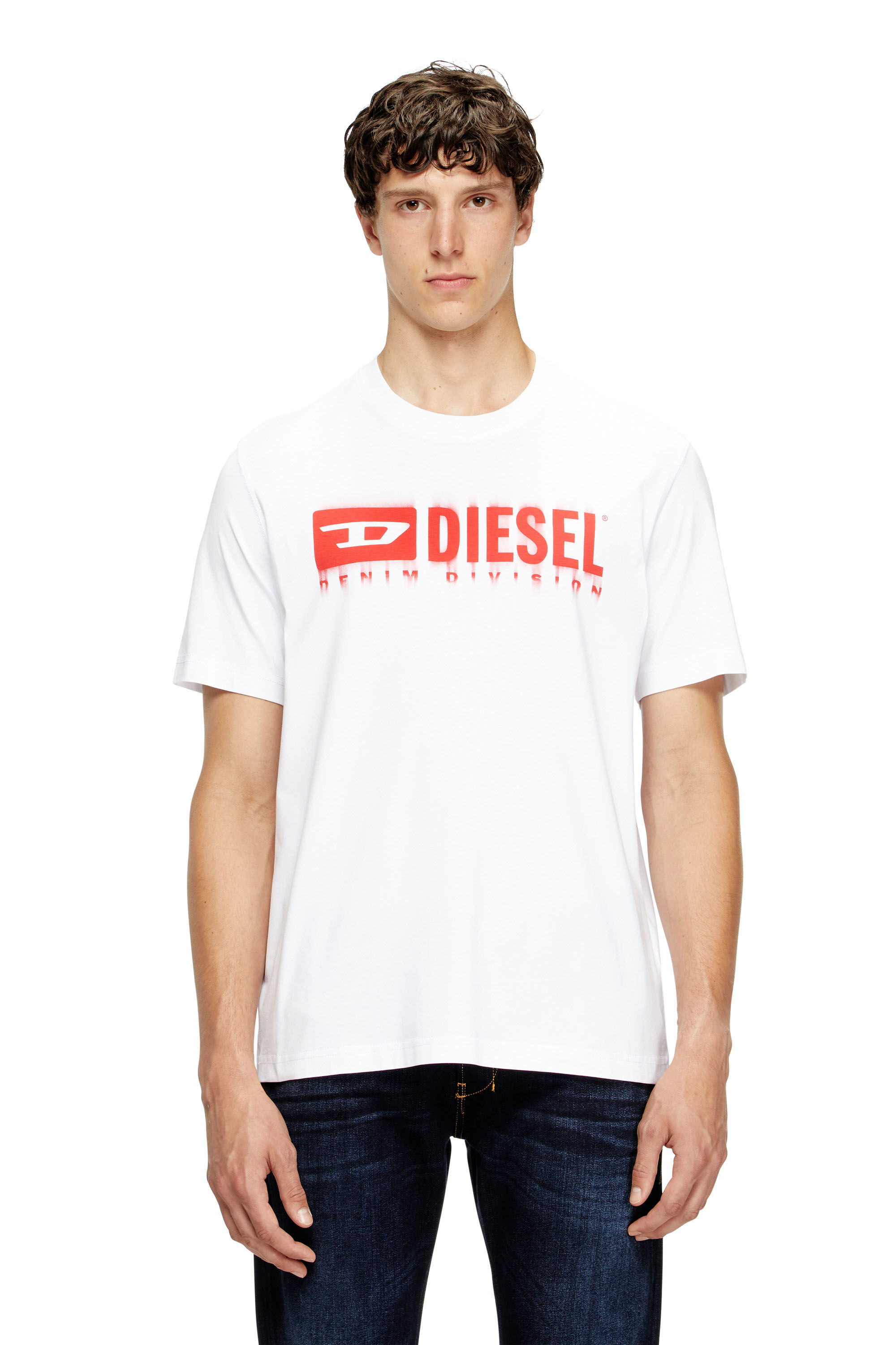 Diesel - T-ADJUST-Q7, T-shirt avec logo Diesel effet flou Homme in Blanc - 3