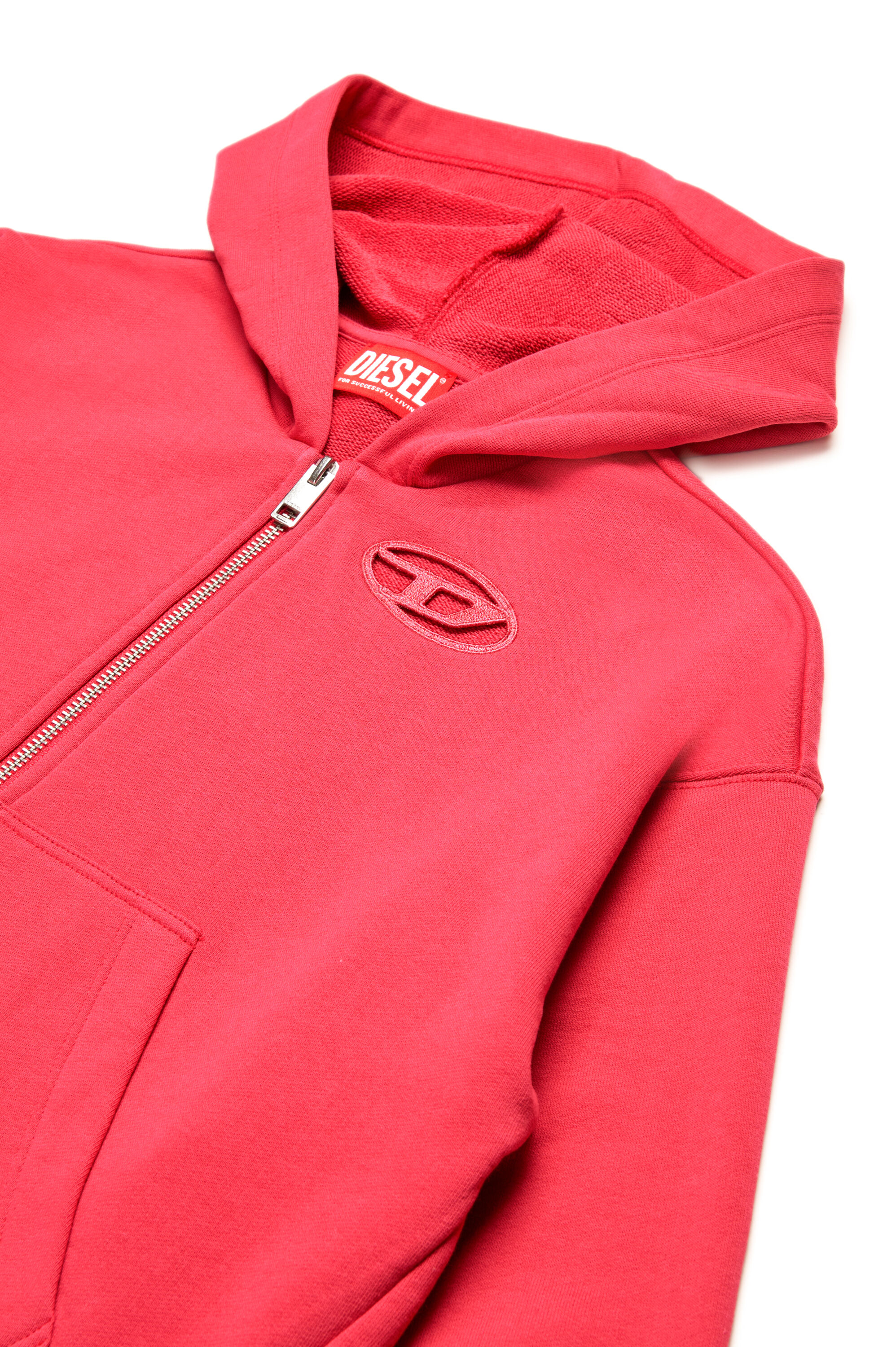 Diesel - SFPERU, Sweat-shirt à capuche zippé avec cut-out à logo Oval D Femme in Rose - 3