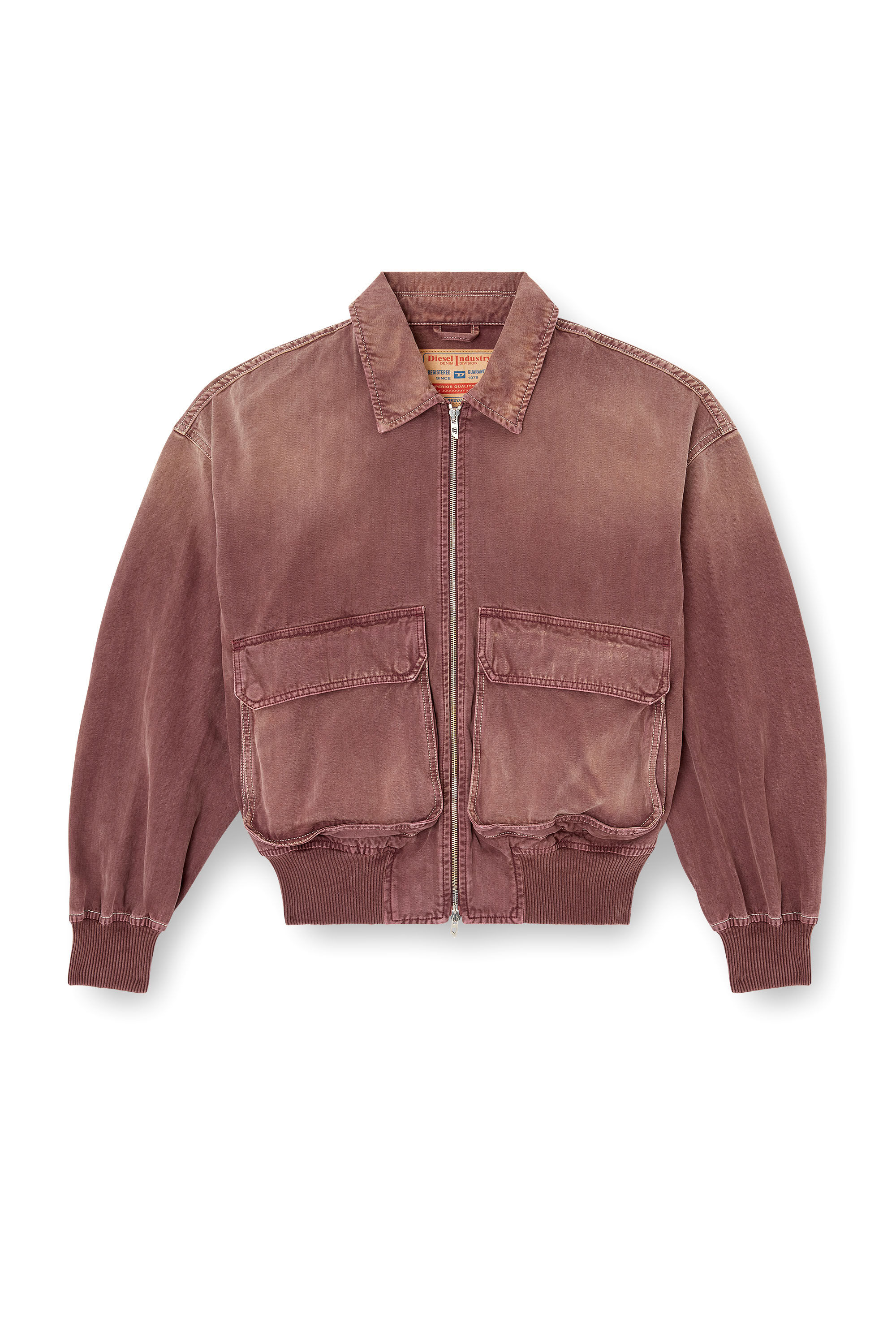 Diesel - D-KURZ, Veste en denim à chevrons coloré Mixte in Marron - 2