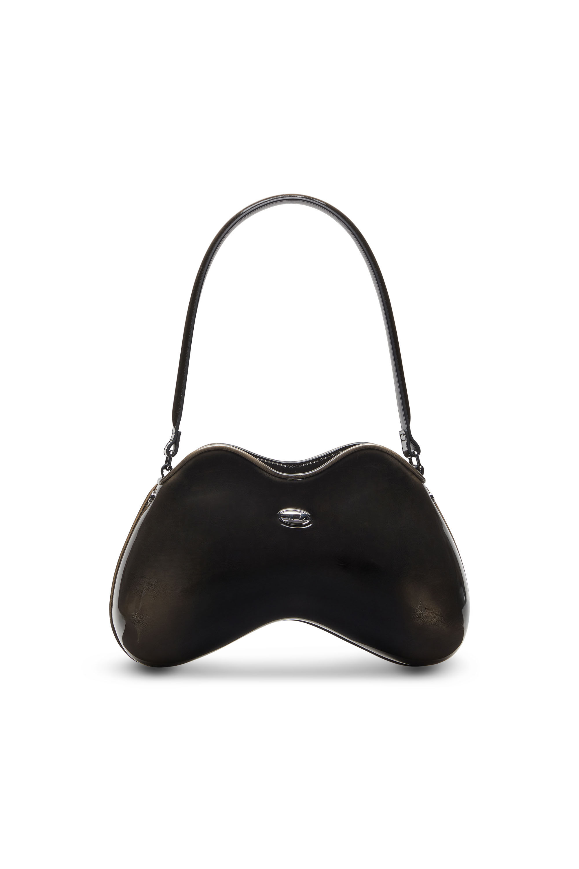 Diesel - DOUBLE-D SHOULDER, Sac épaule rigide en PU brillant dégradé Femme in Noir - 1