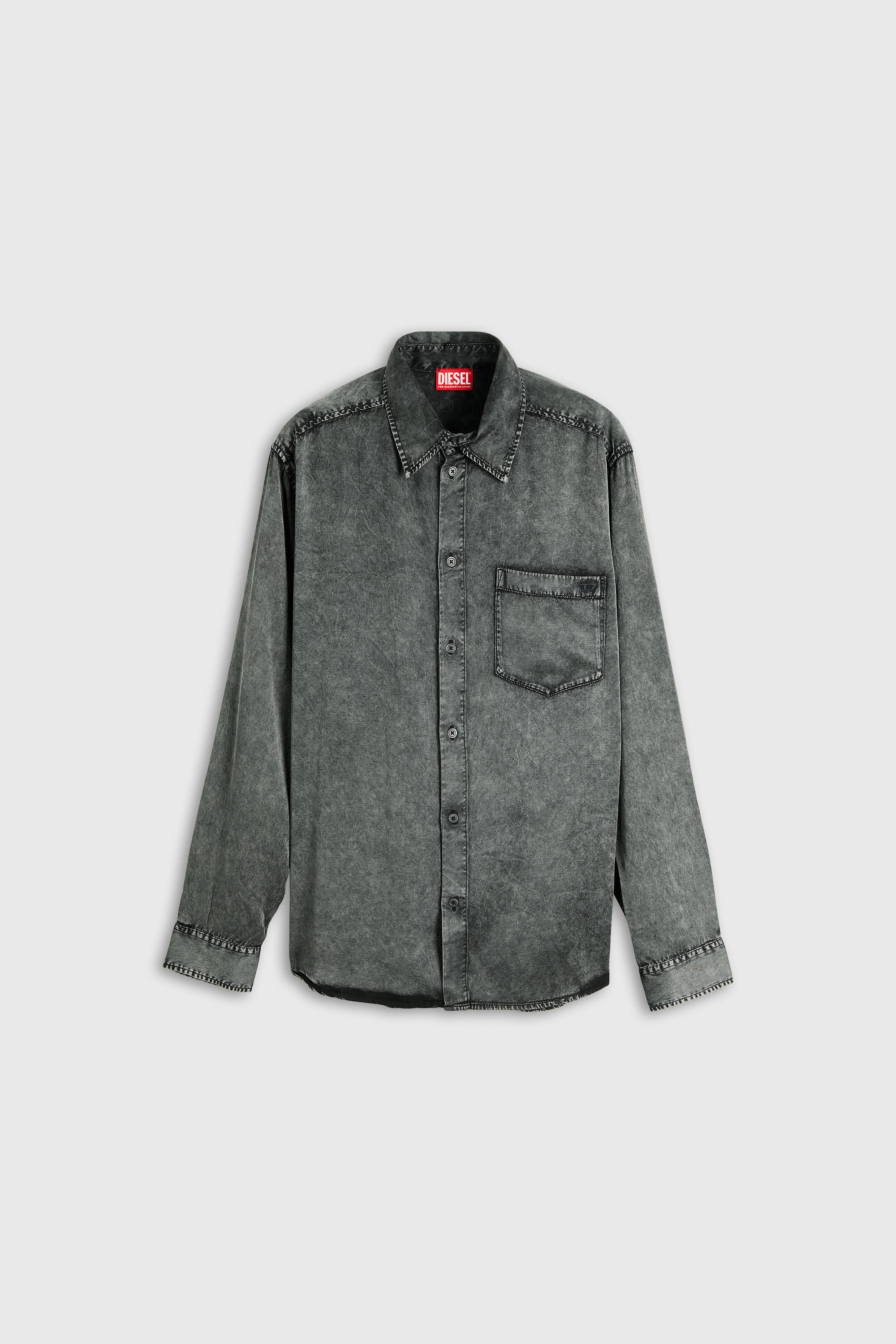 Diesel - S-SIMPLY-NIBC, Man's Fluid shirt in denim-effect viscose in null - 4