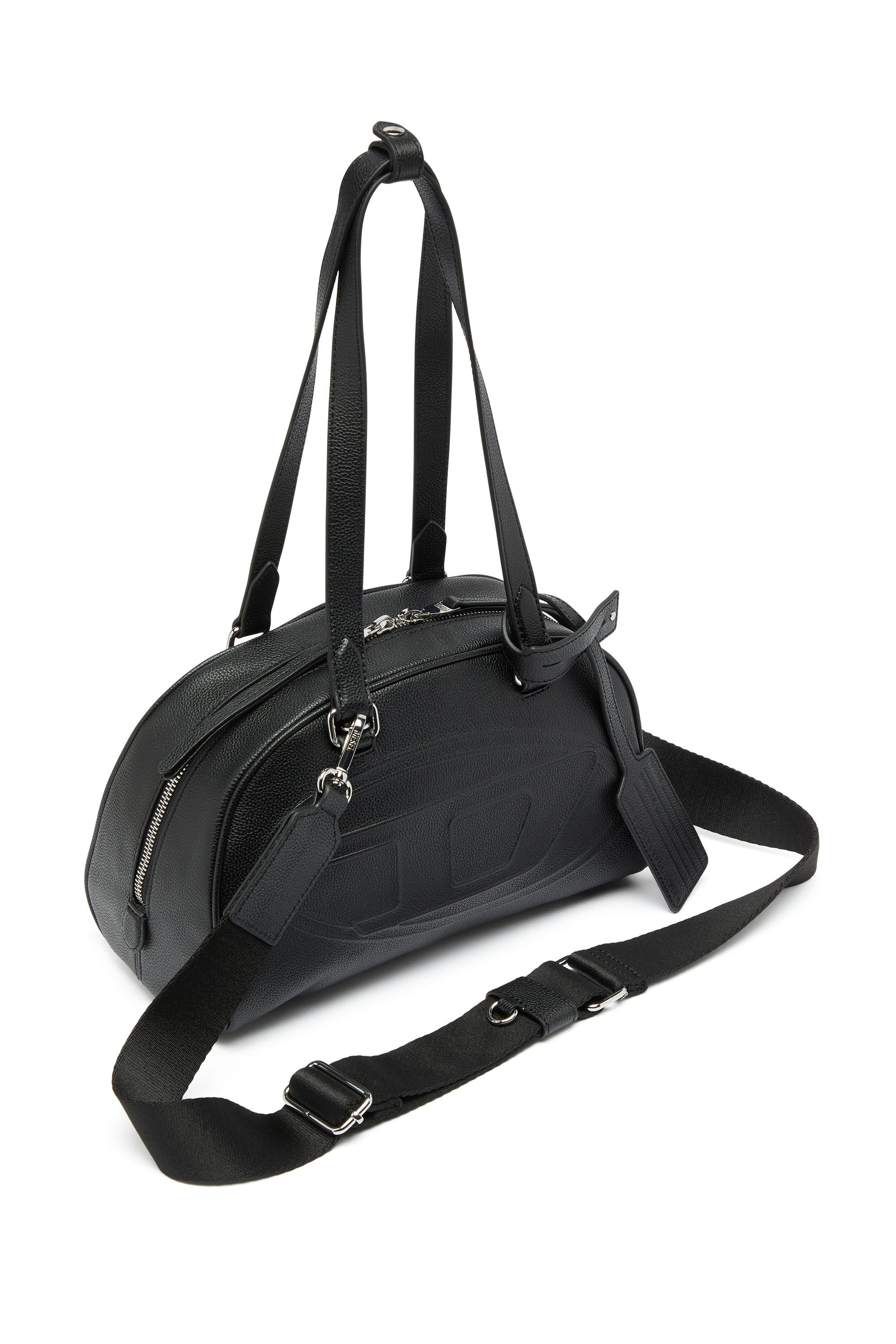 Diesel - 1DR DOME SHOULDER, 1DR Dome - Sac Boston en cuir avec logo emboss&eacute; Mixte in Noir - 6