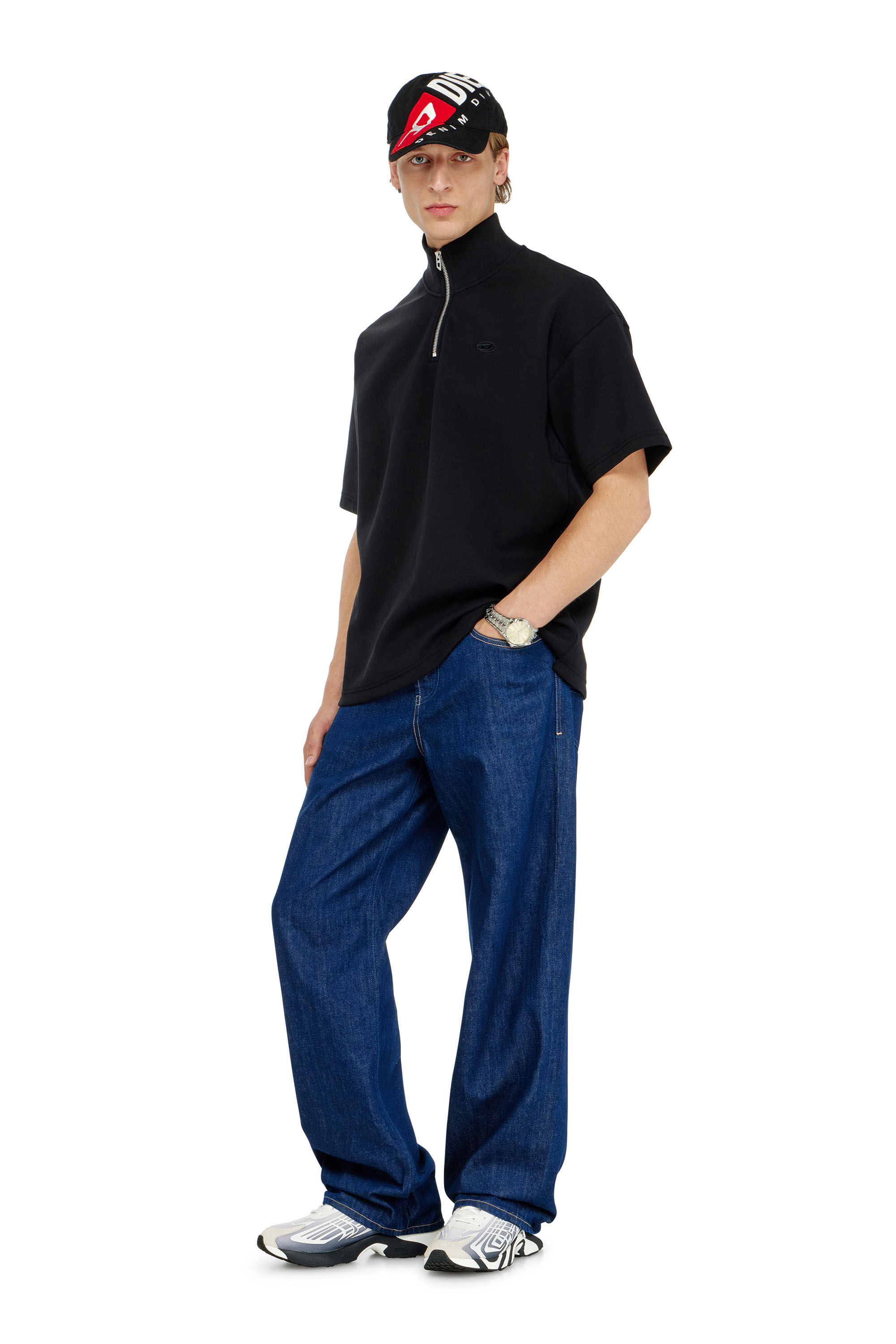 Diesel - S-CUBY, Sweat-shirt &agrave; manches courtes zipp&eacute; en scuba l&eacute;ger Homme in ToBeDefined - 1