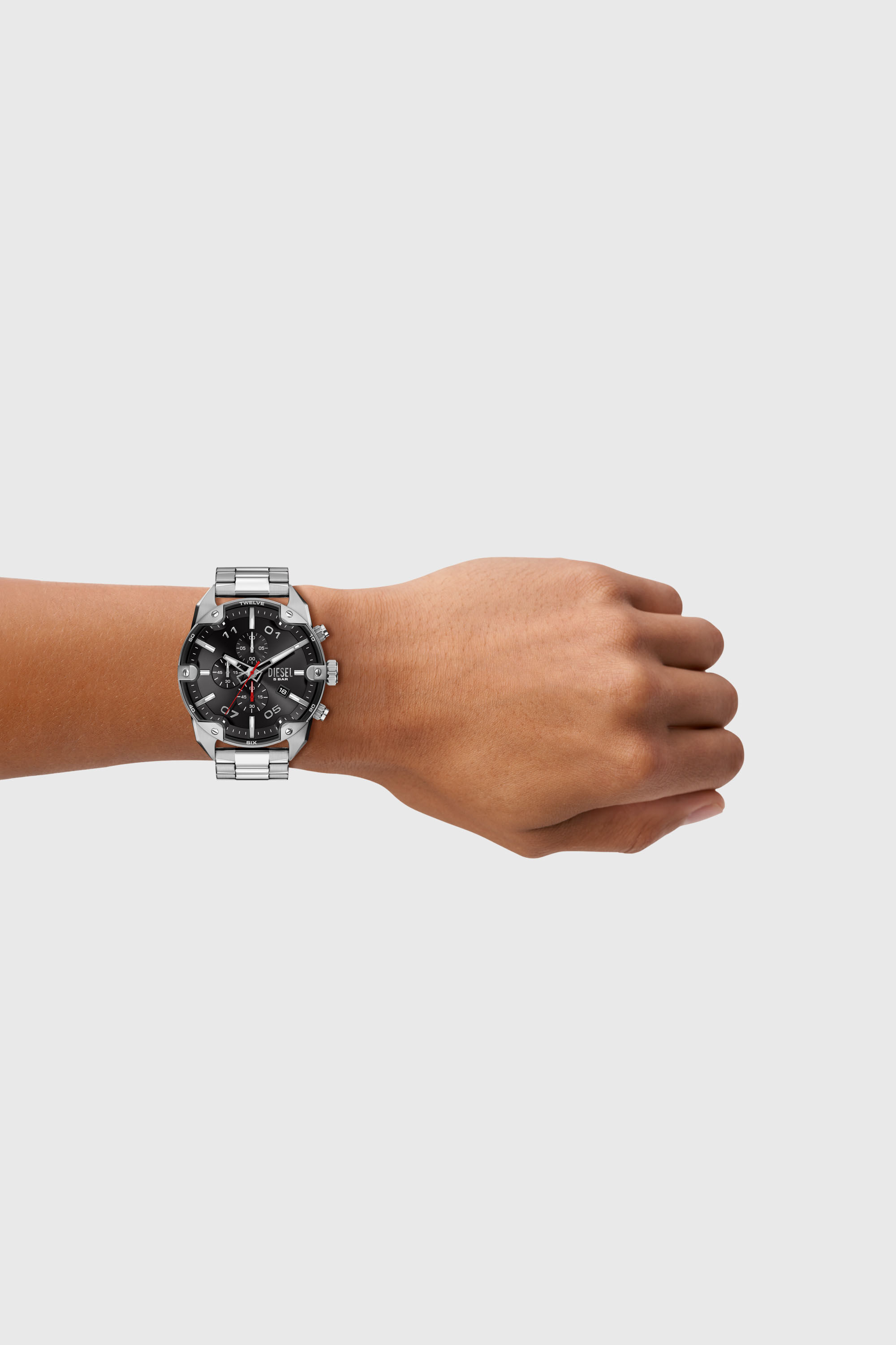 Diesel - DZ4709 WATCH, Montre Spiked en acier inoxydable Homme in Gris argent&eacute; - 5