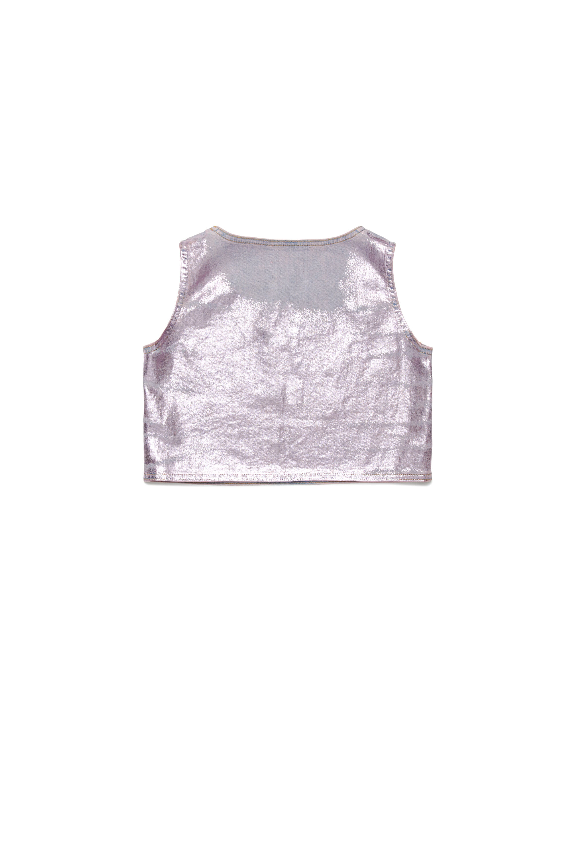 Diesel - TRISPY, Top métallisé avec logo Oval D en cristal Femme in Violet - 2