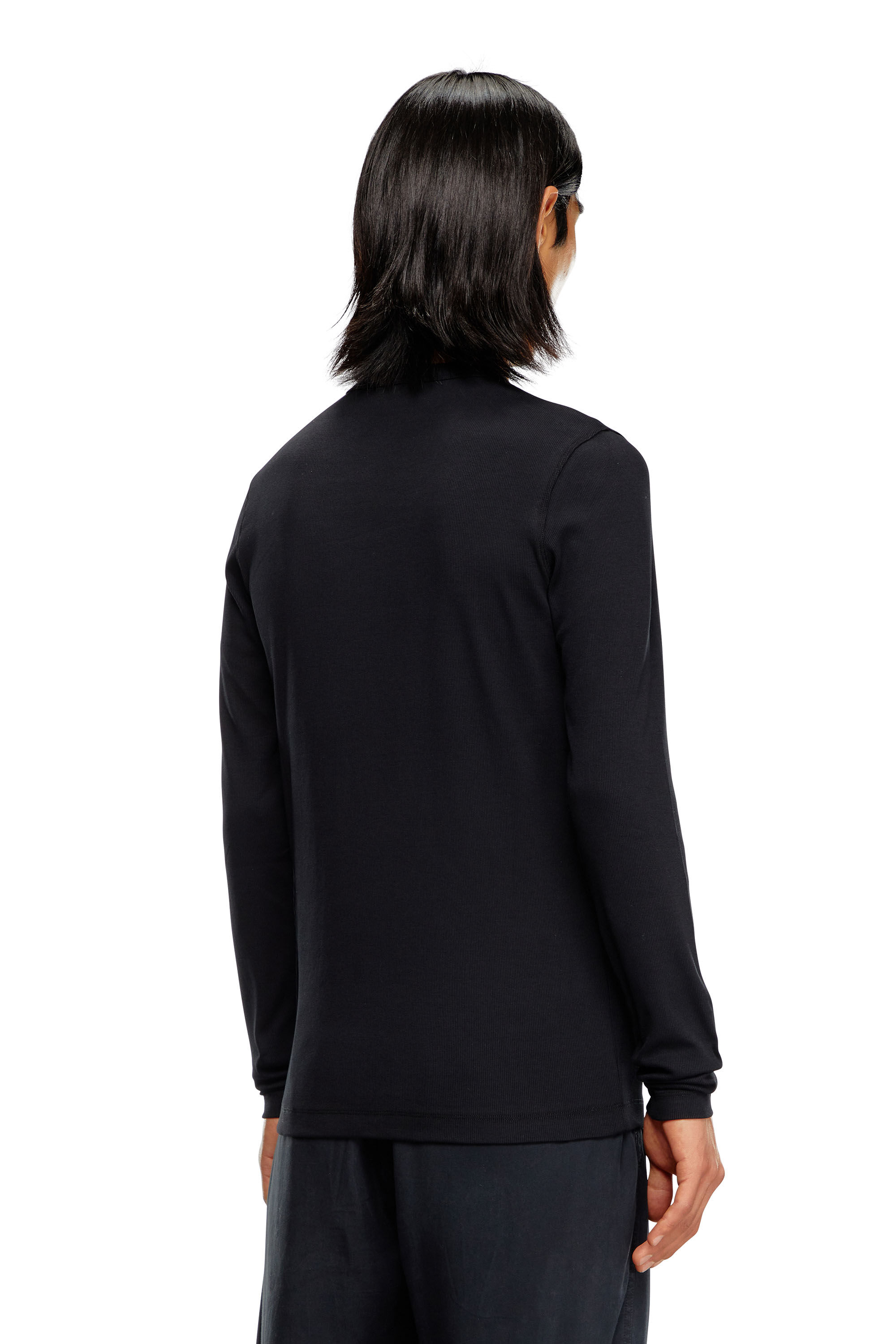 Men's Long-sleeve T-shirt with D patch | Black | Diesel