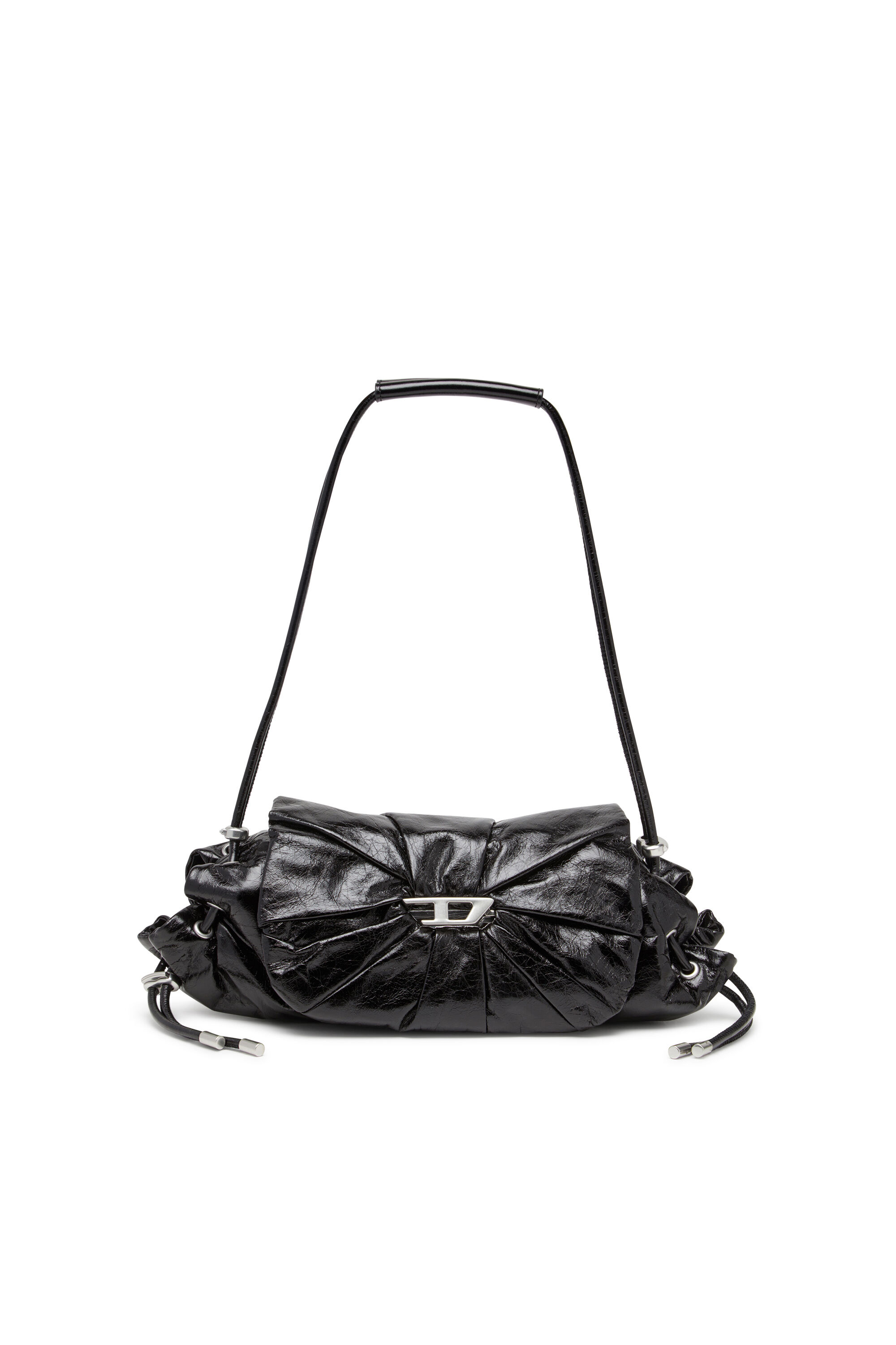 Diesel - SCRUNCH-D SHOULDER S, Scrunch-D S-Sac à bandoulière en cuir froissé Femme in Noir - 1