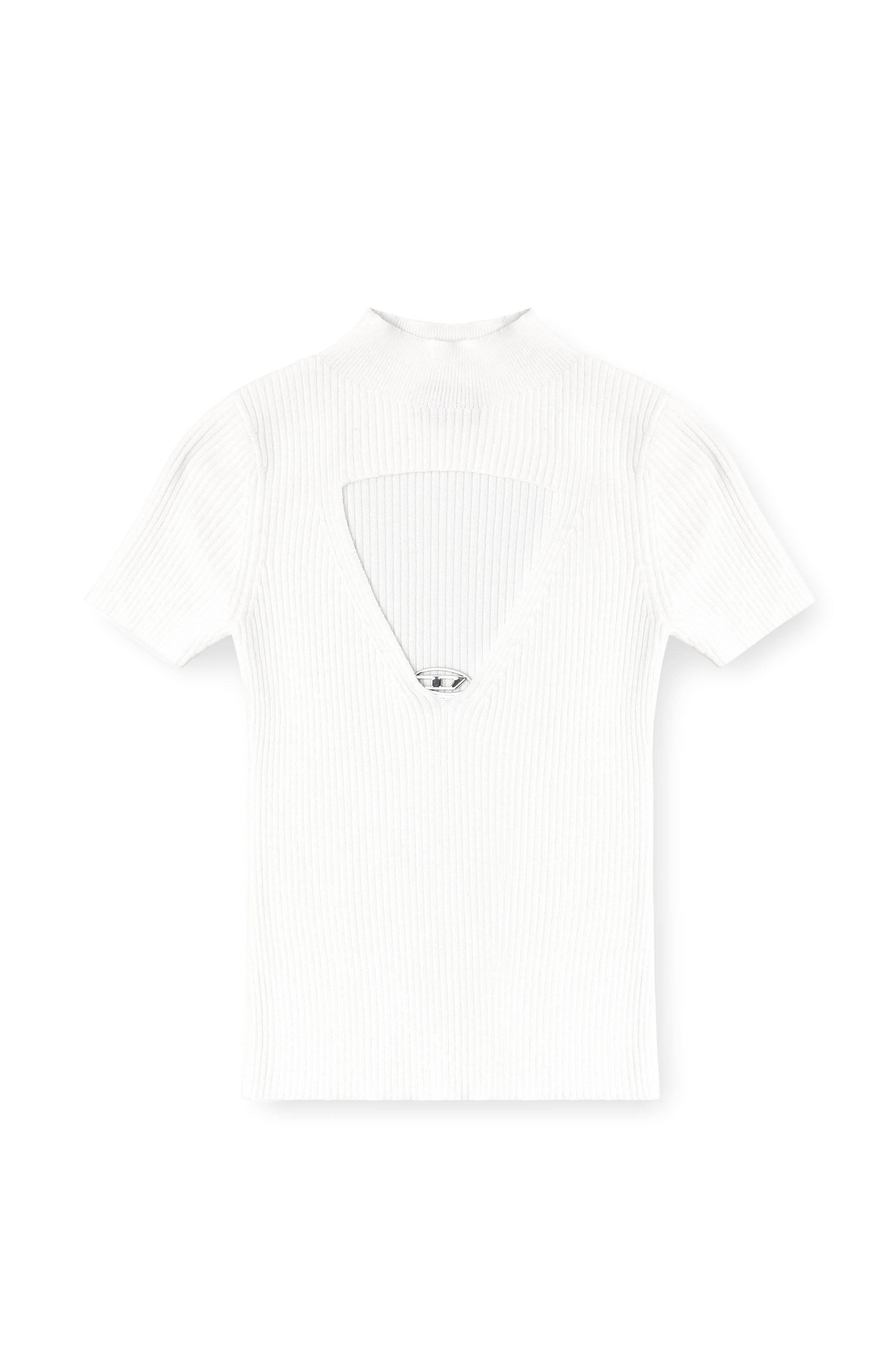 Diesel - M-OLIVE, Top en tricot de laine à découpes Femme in Blanc - 2