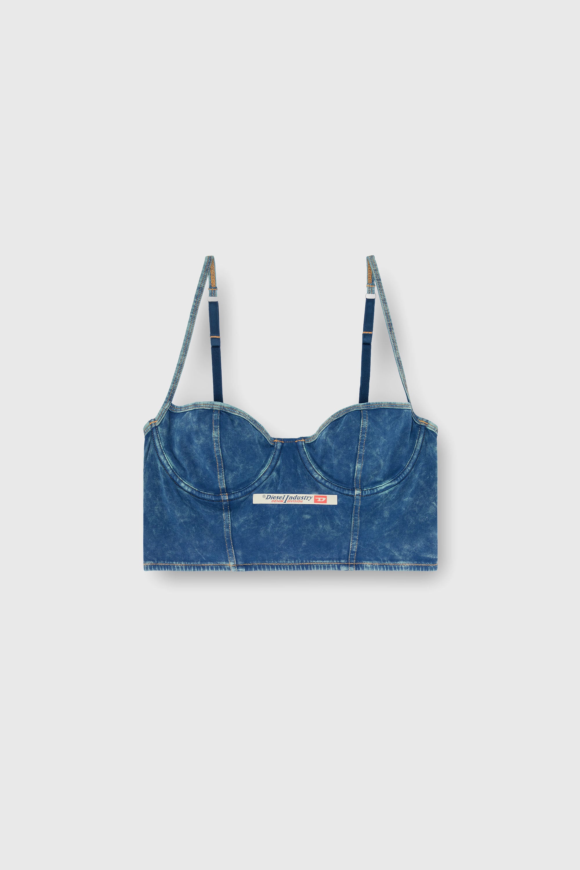 Diesel - SHEILA-DNM, Bustier en coton effet denim Femme in Bleu - 6