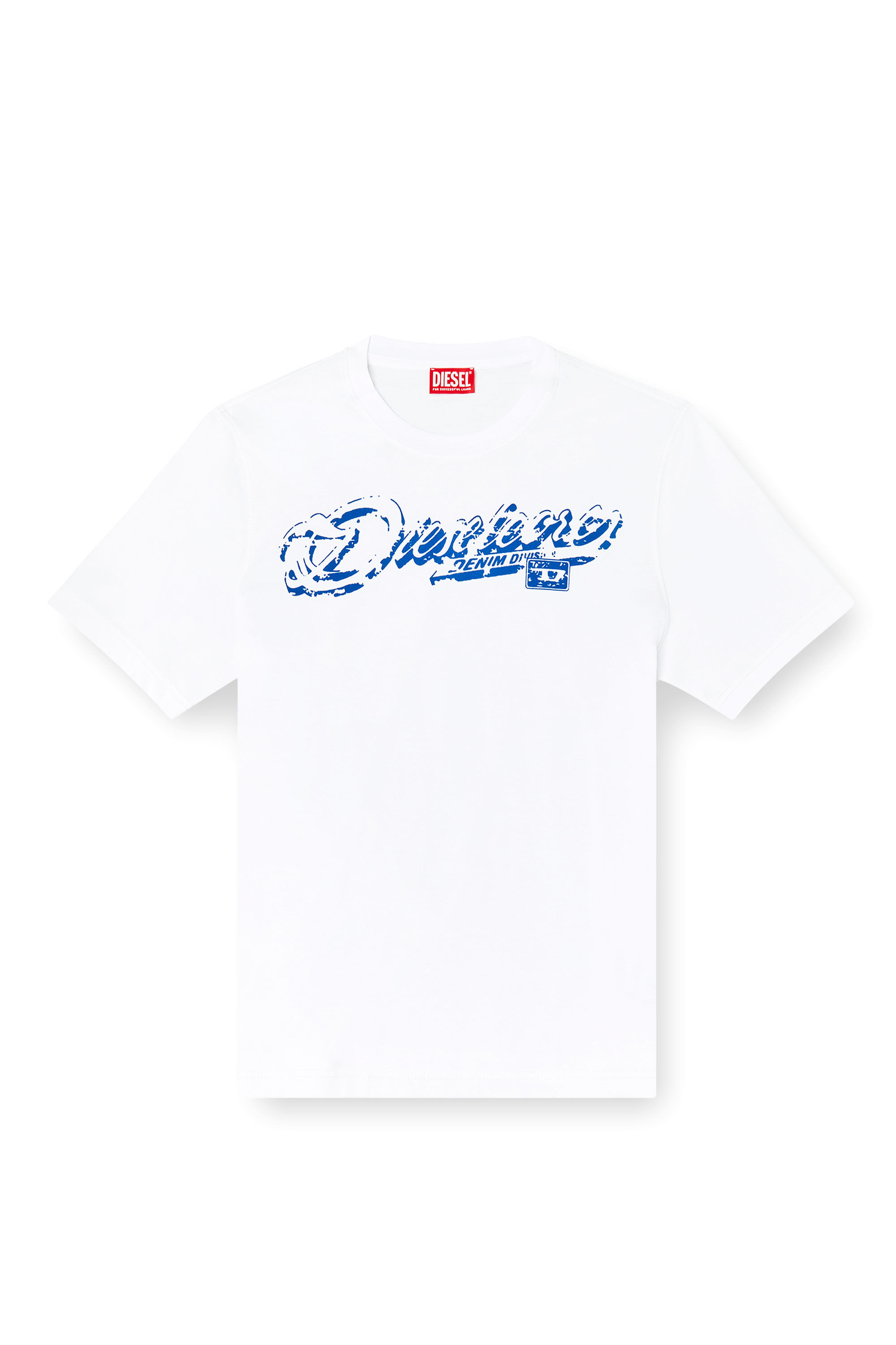 Diesel - T-ADJUST-R7, T-shirt avec logo floqué effet vieilli Homme in Blanc - 2