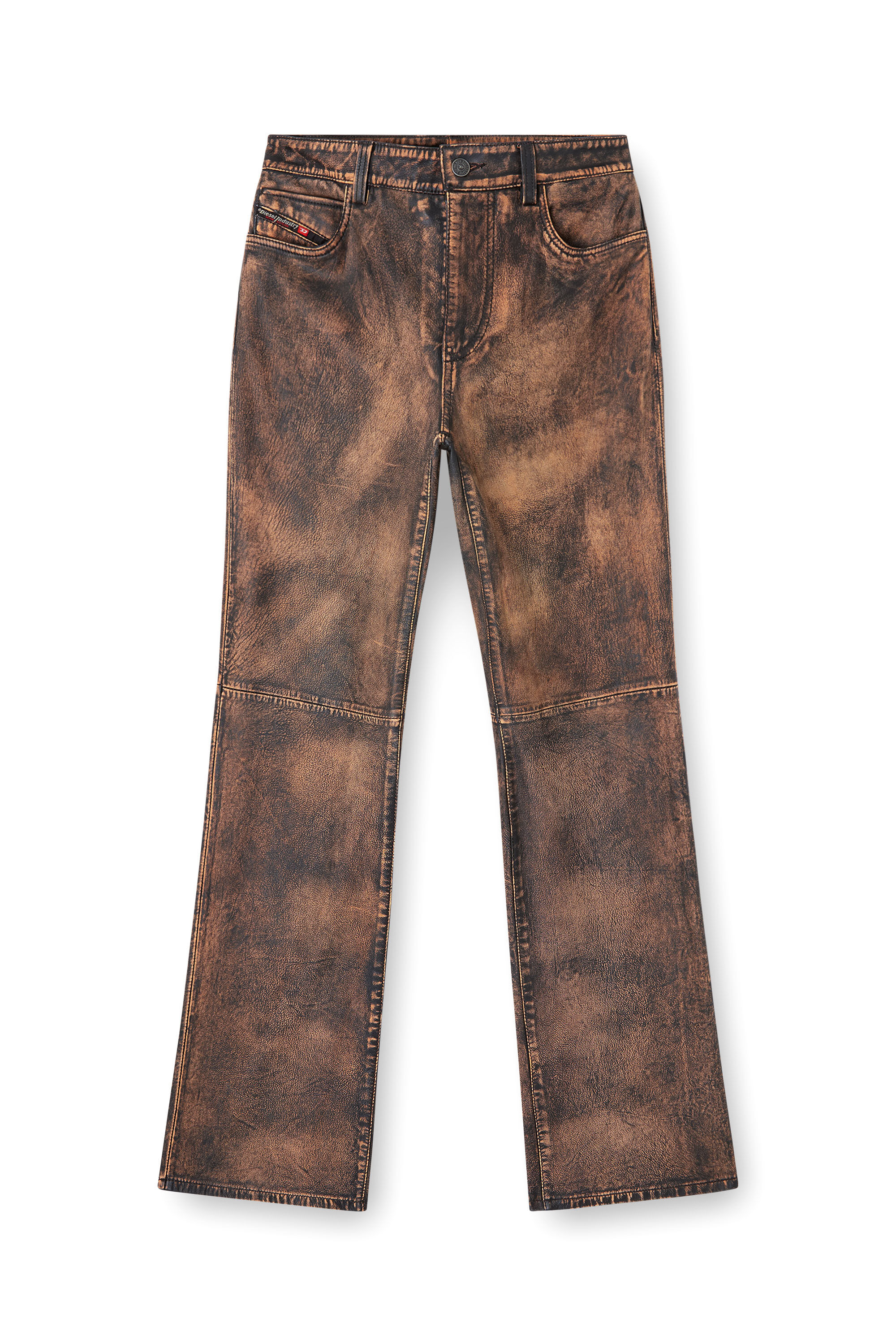 Diesel - L-YSA, Pantalon en cuir &agrave; coupe jean d&eacute;lav&eacute; Femme in ToBeDefined - 2