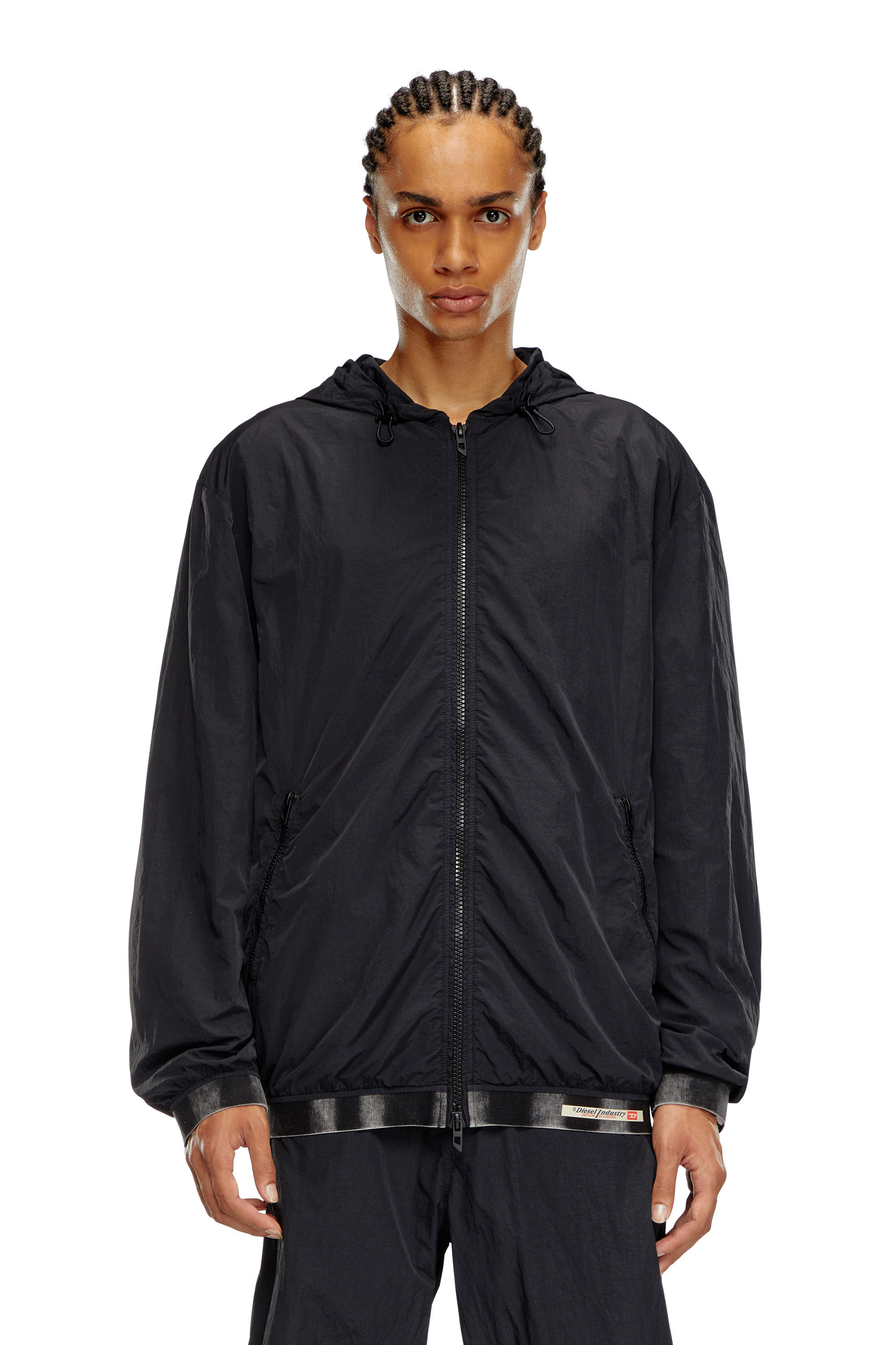 Coupe vent en tissu recycle Homme Noir Diesel