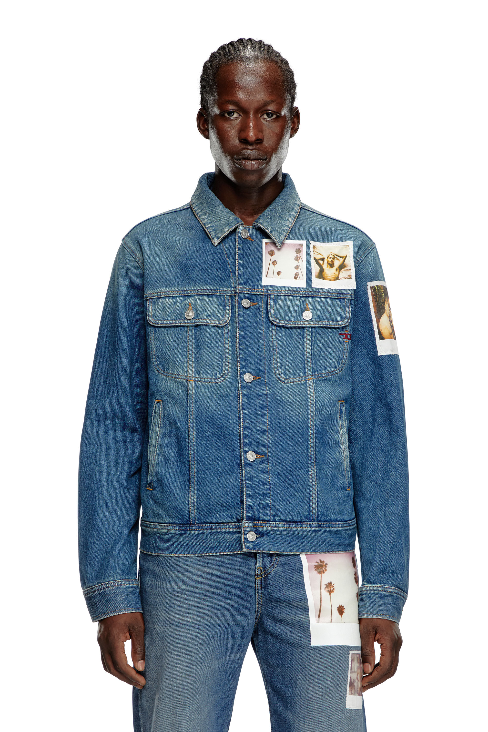 Diesel - PR-D-BARCY, Veste trucker avec empiècements polaroïd Mixte in Bleu - 5
