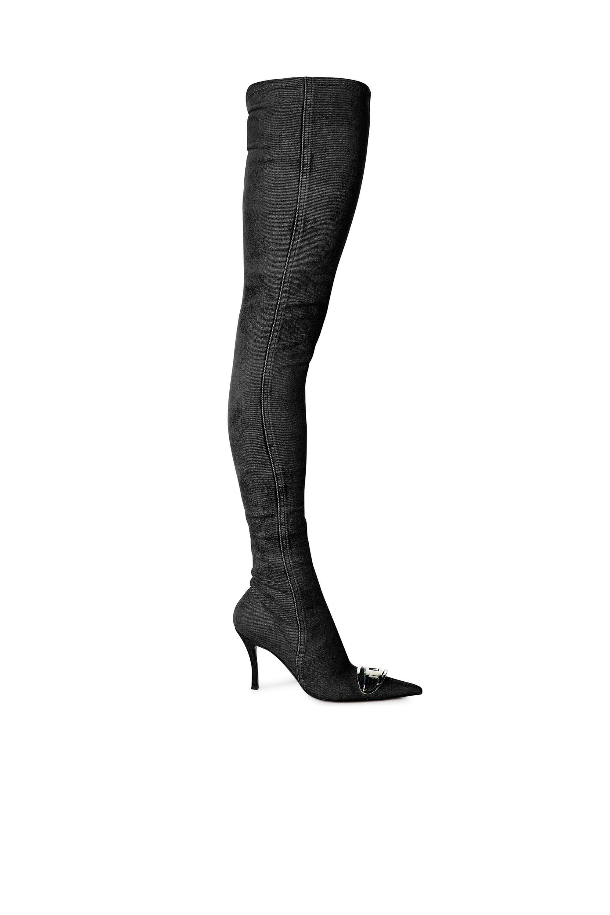 D Venus Cuissardes en denim stretch Femme Noir Diesel