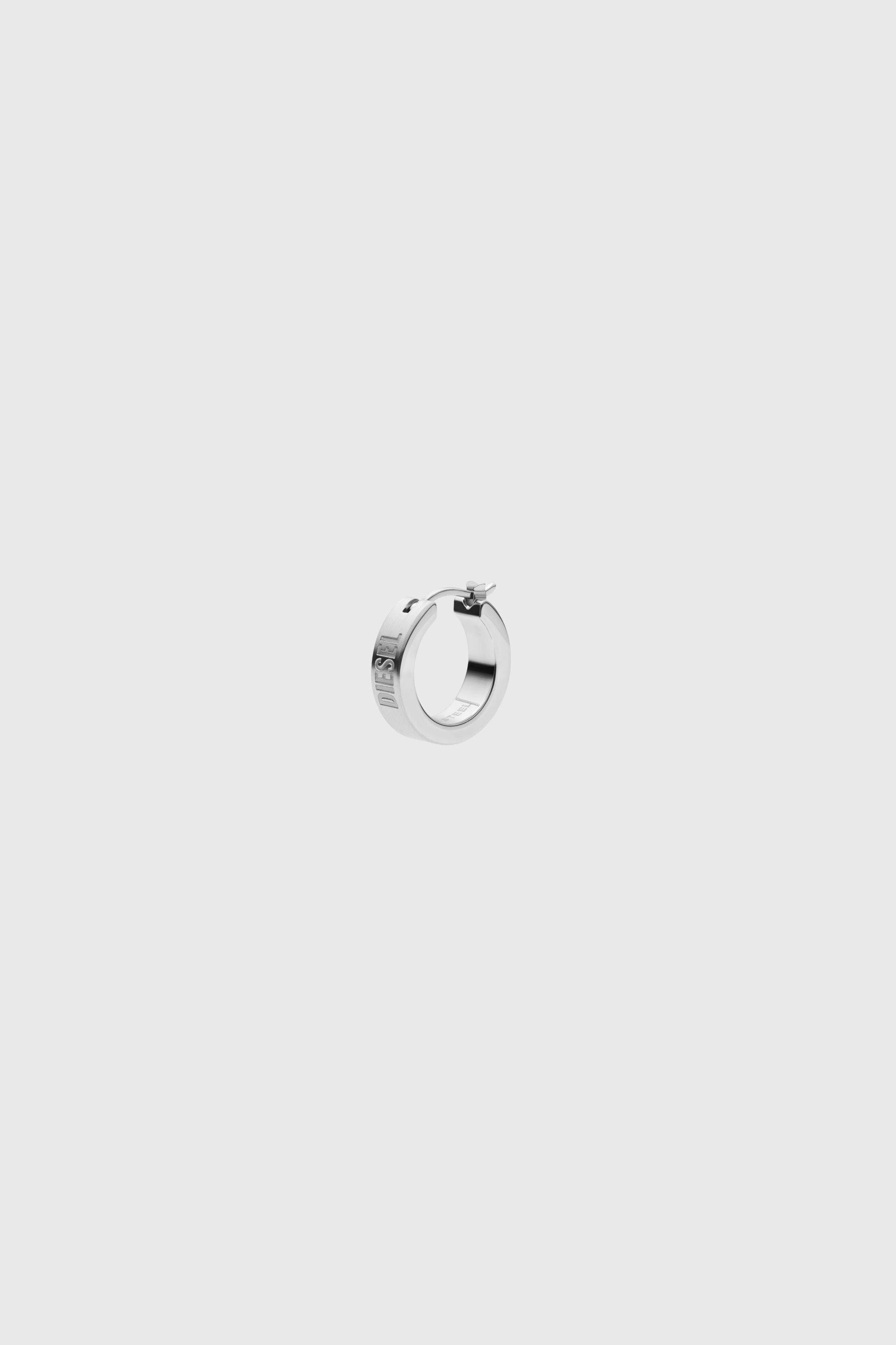 Diesel - DX1639040 JEWELLERY, Boucle d'oreille cr&eacute;ole en acier inoxydable Mixte in Gris argent&eacute; - 1