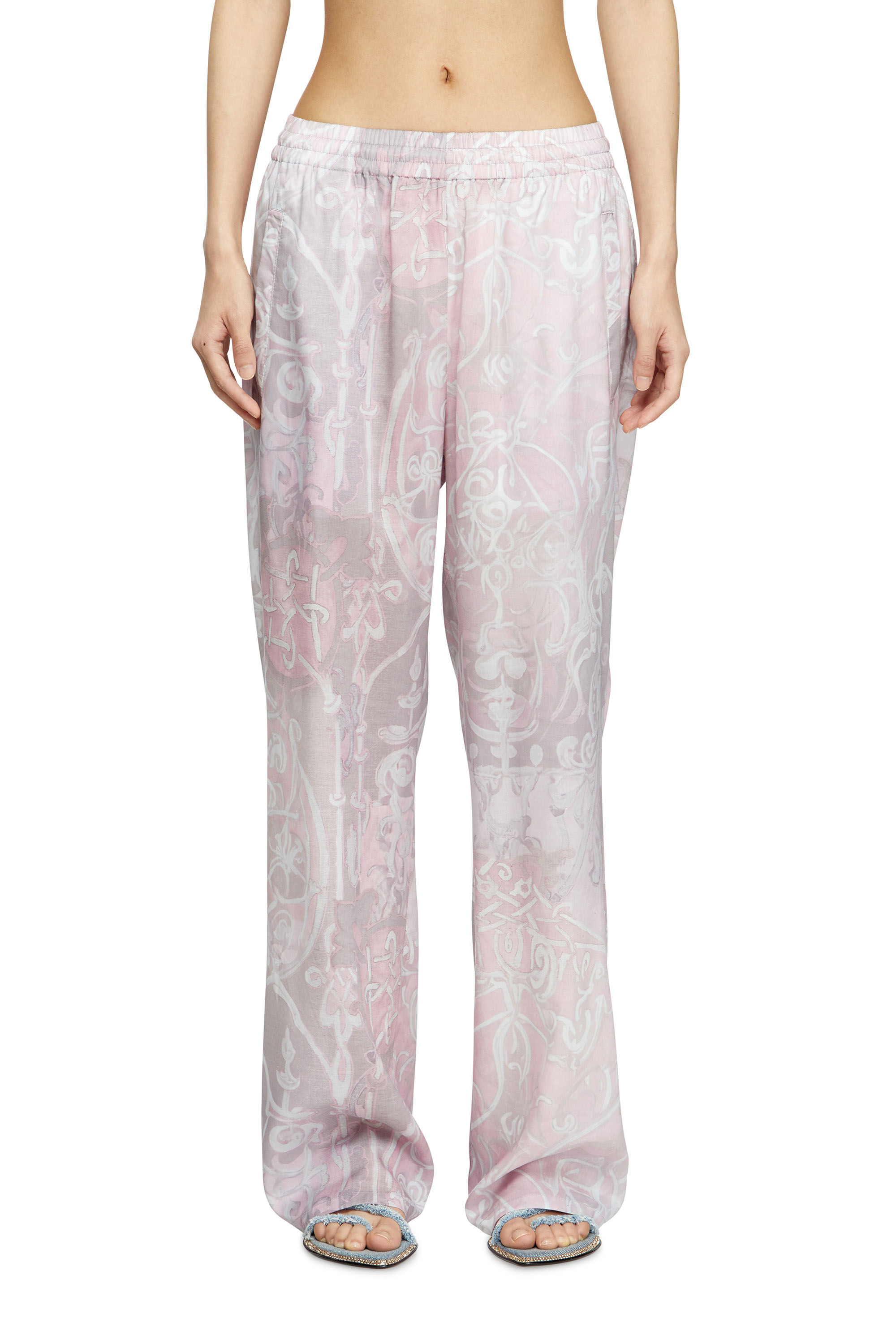 Diesel - P-THECK-A-AJFW, Pantalon de survêtement avec imprimé médiéval Mixte in Rose - 5