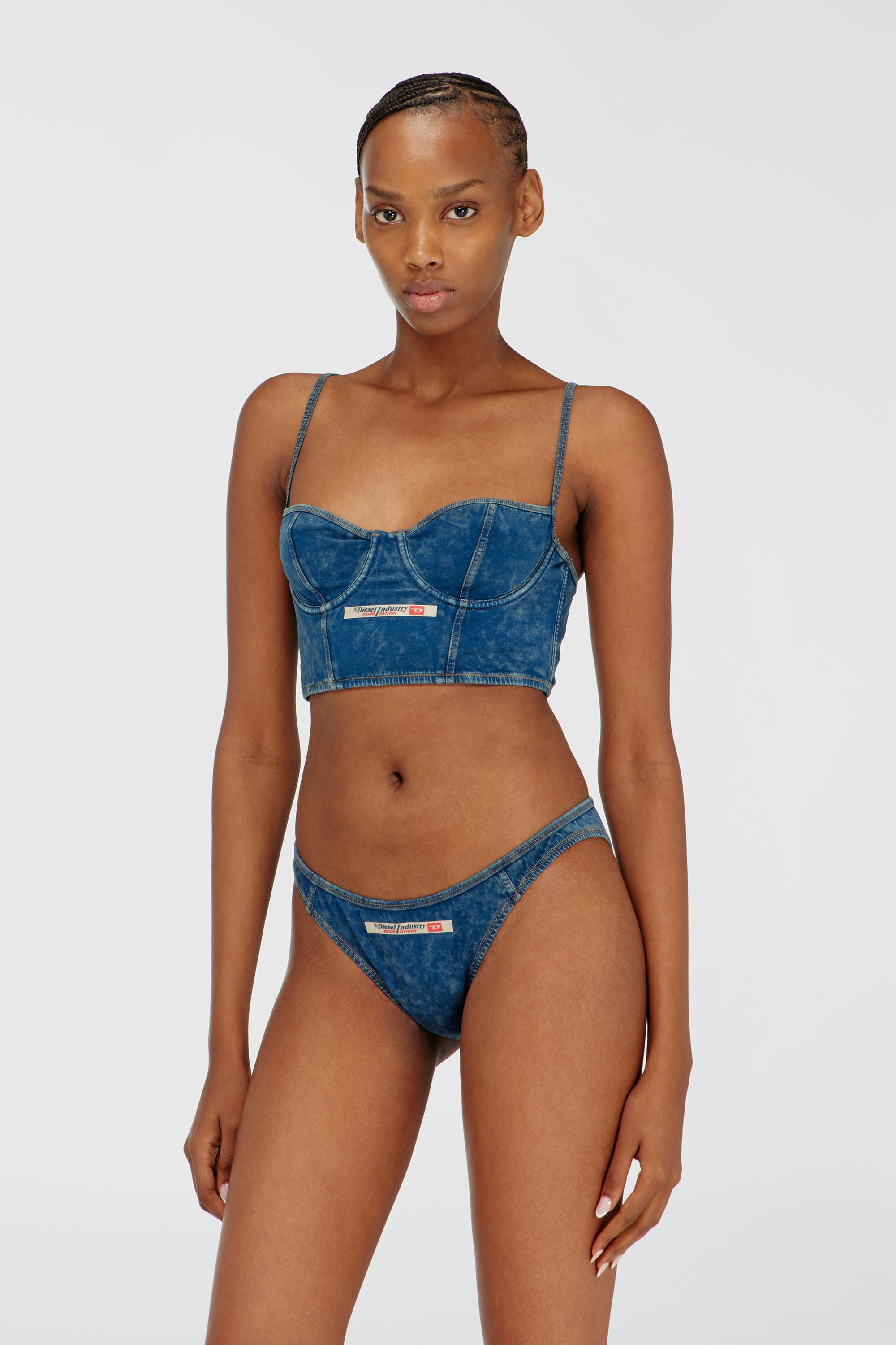 Diesel - SHEILA-DNM, Bustier en coton effet denim Femme in Bleu - 1