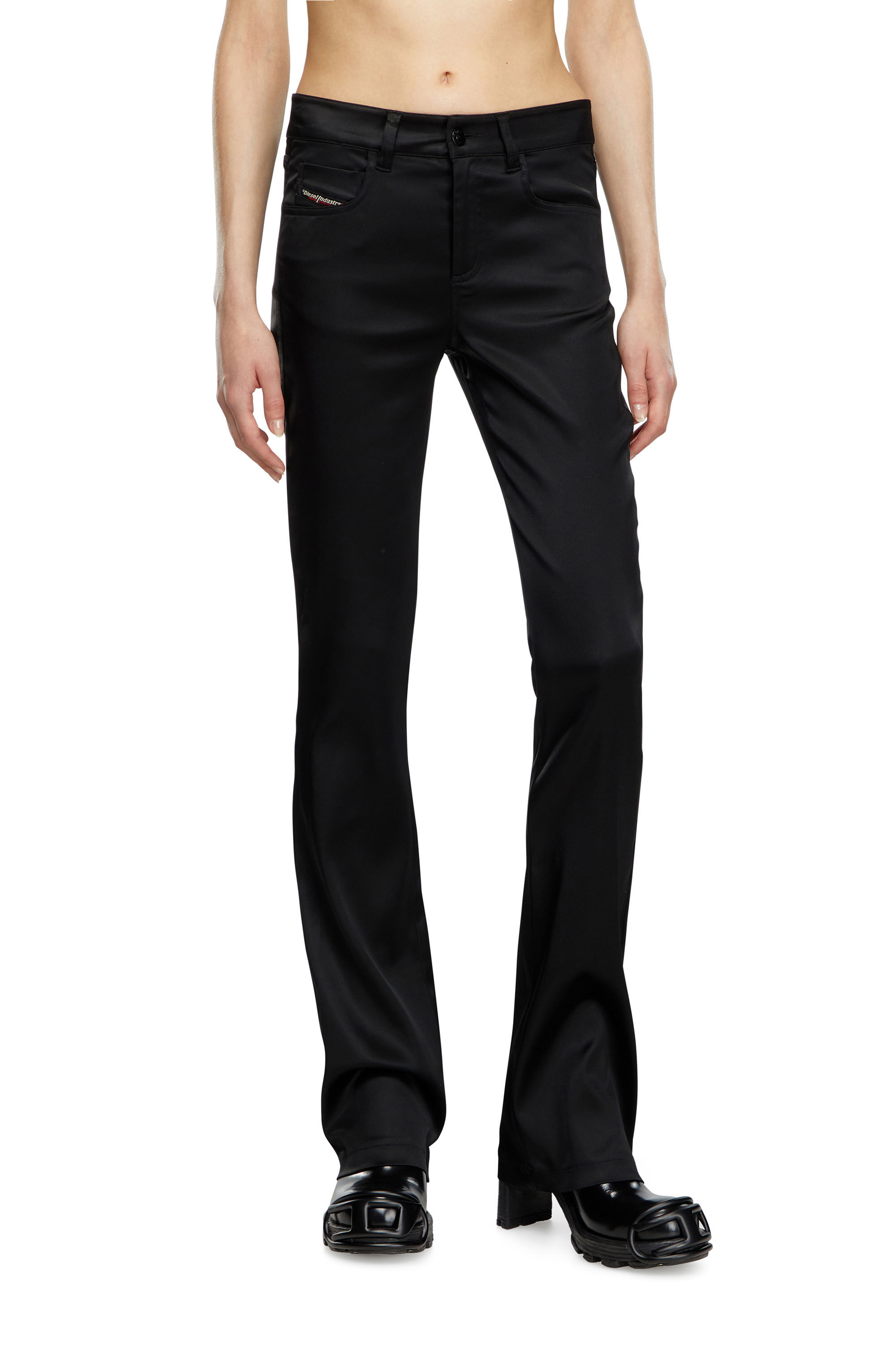 Pantalon a 5 poches en satin stretch Femme Noir Diesel