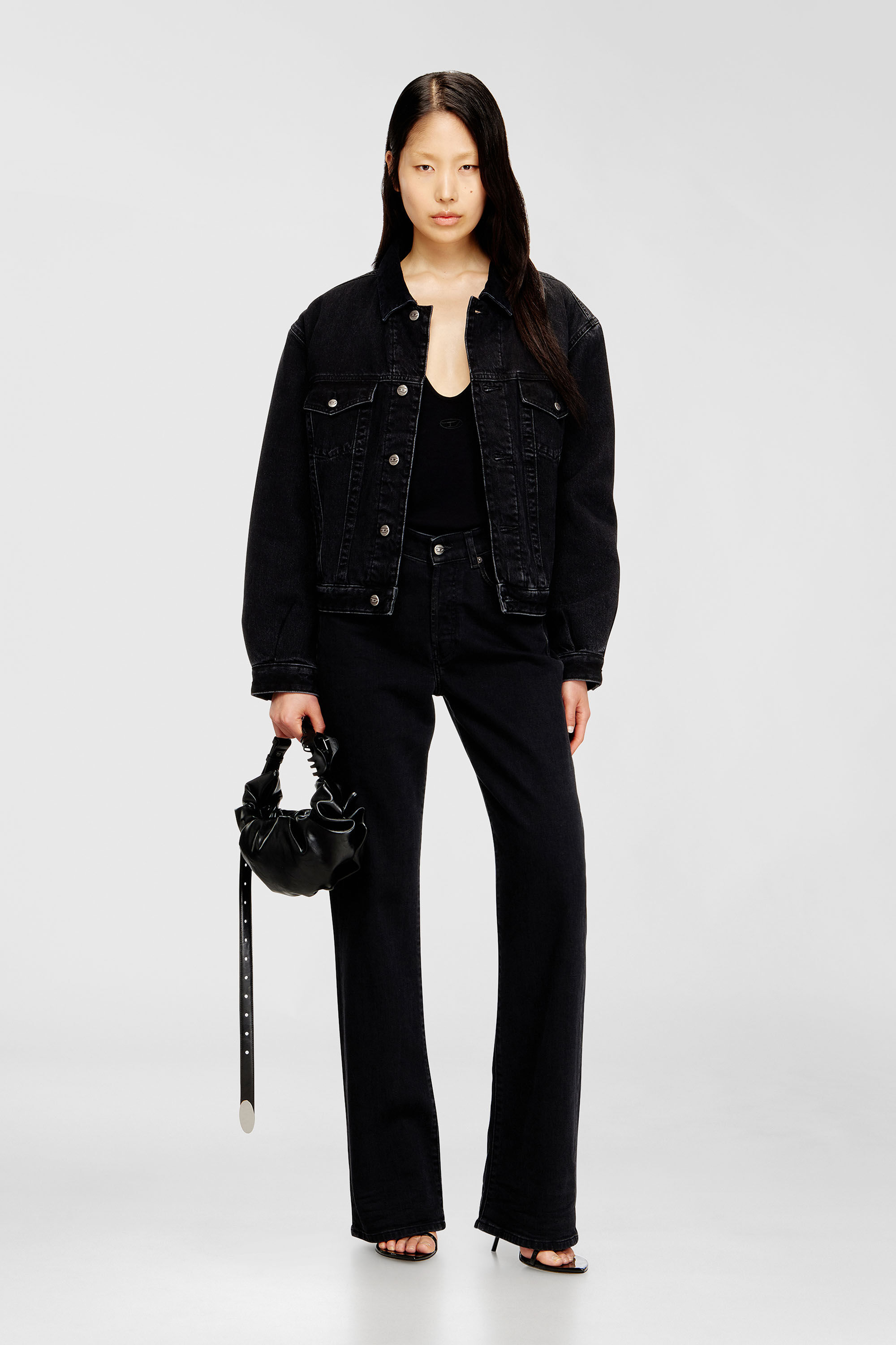 Diesel - D-RANGER-T, Veste rembourr&eacute;e de camionneur en denim Mixte in Noir - 7