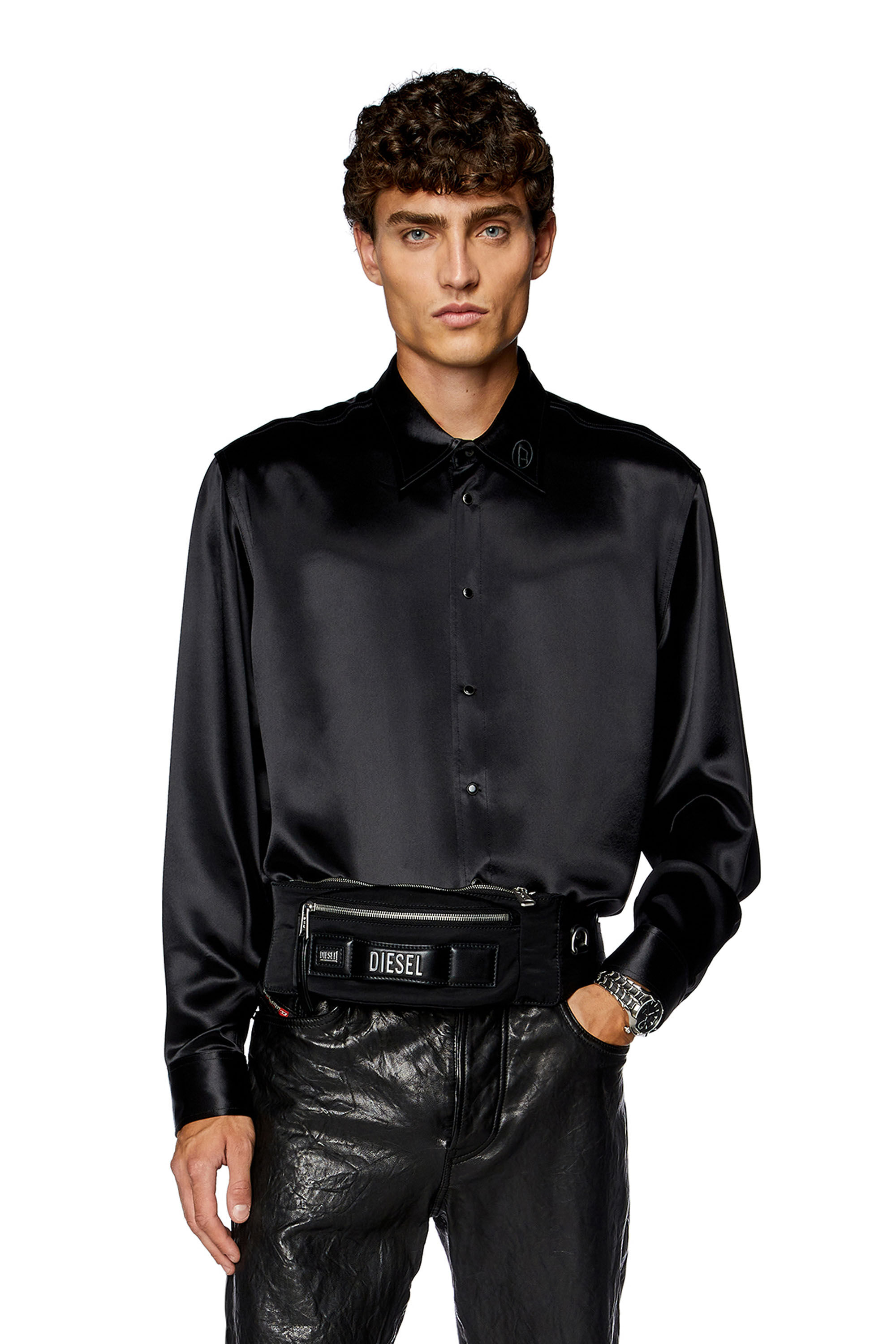 Chemise noir satin homme hotsell