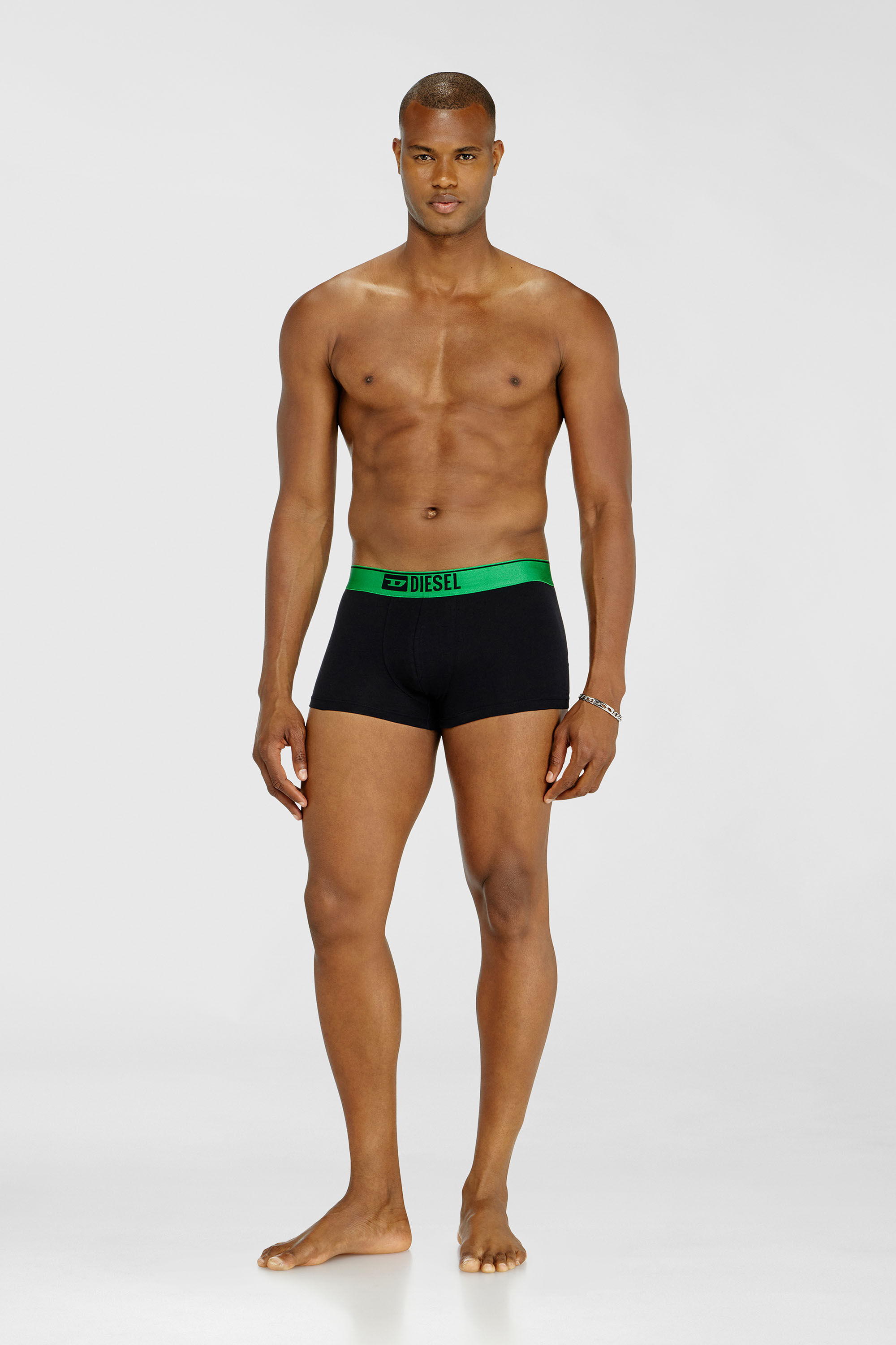 Diesel - DAMIEN-GFT-3PACK, Lot de trois boxers avec ceinture m&eacute;tallis&eacute;e Homme in Noir - 1